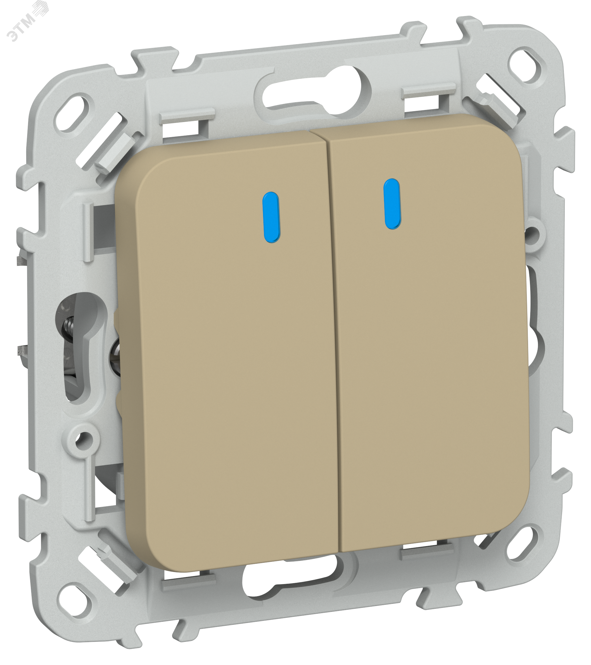 Изображение товара Выключатель 2-клавишный с индикацией 10А IEK ВС12-1-1-ФлХ хаки