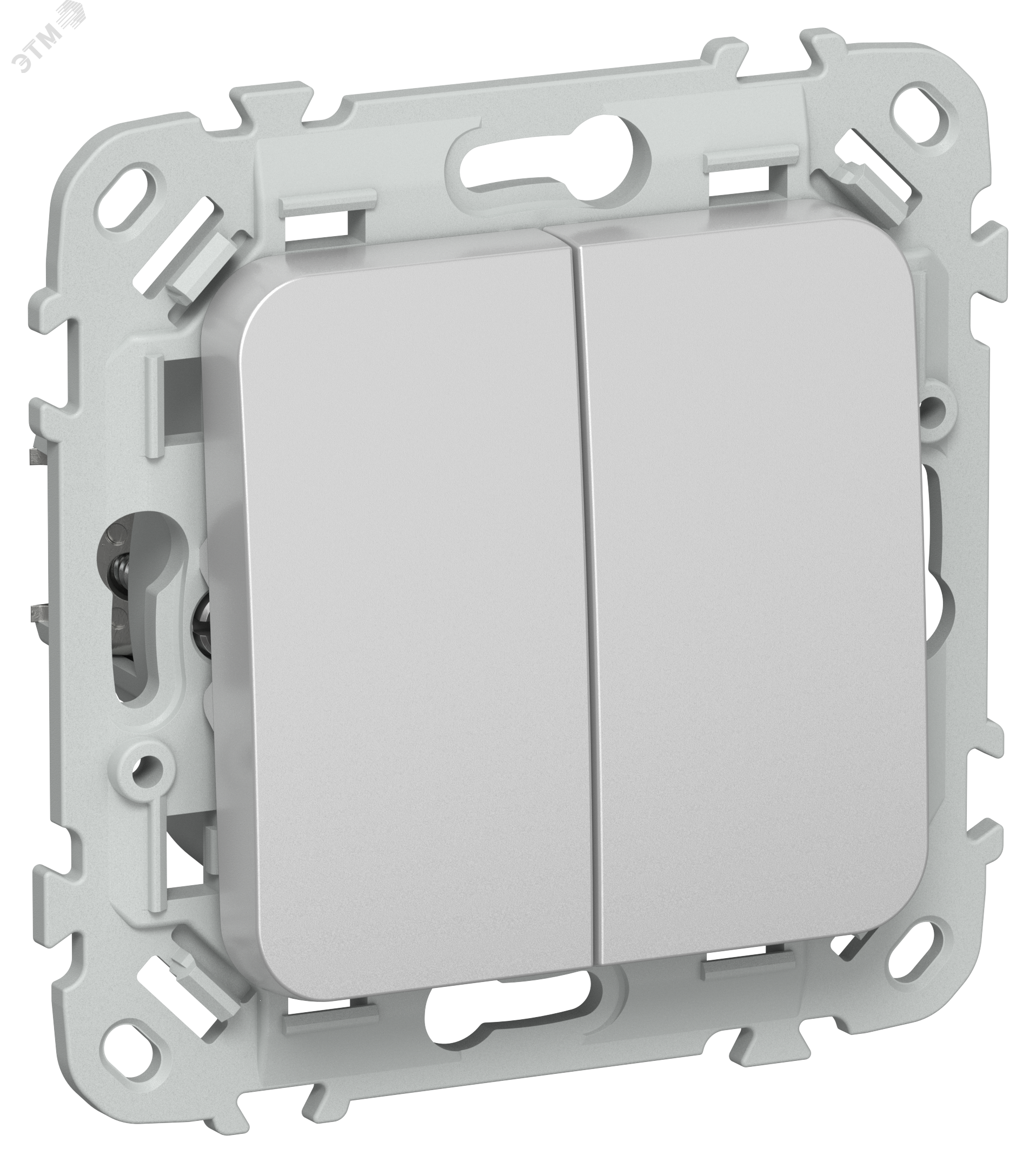 Изображение товара Выключатель 2-клавишный проходной алюминий IEK FLITE ВС62-1-0-ФлА