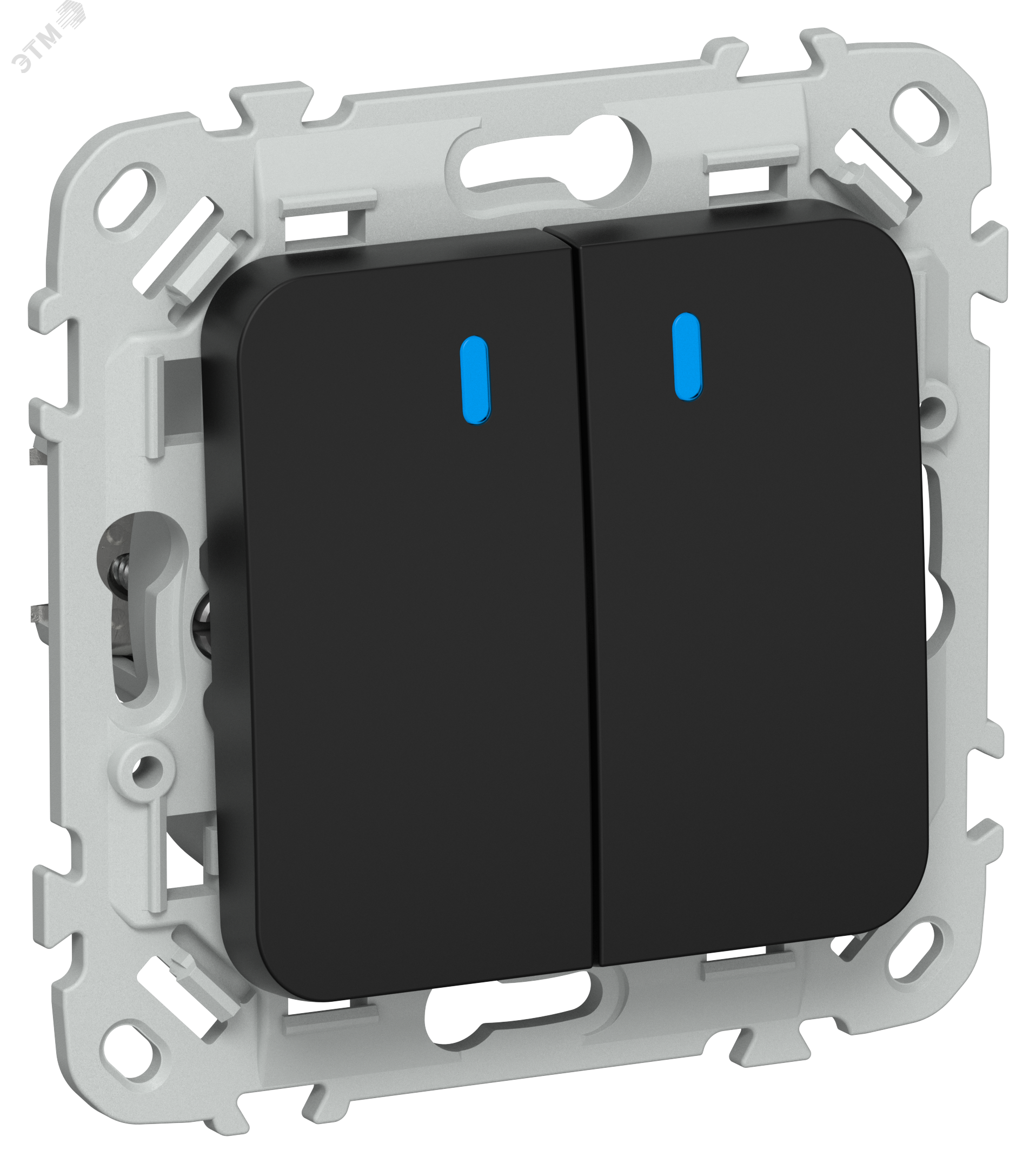 Изображение товара Выключатель 2-клавишный проходной с индикацией серии FLITE IEK черный