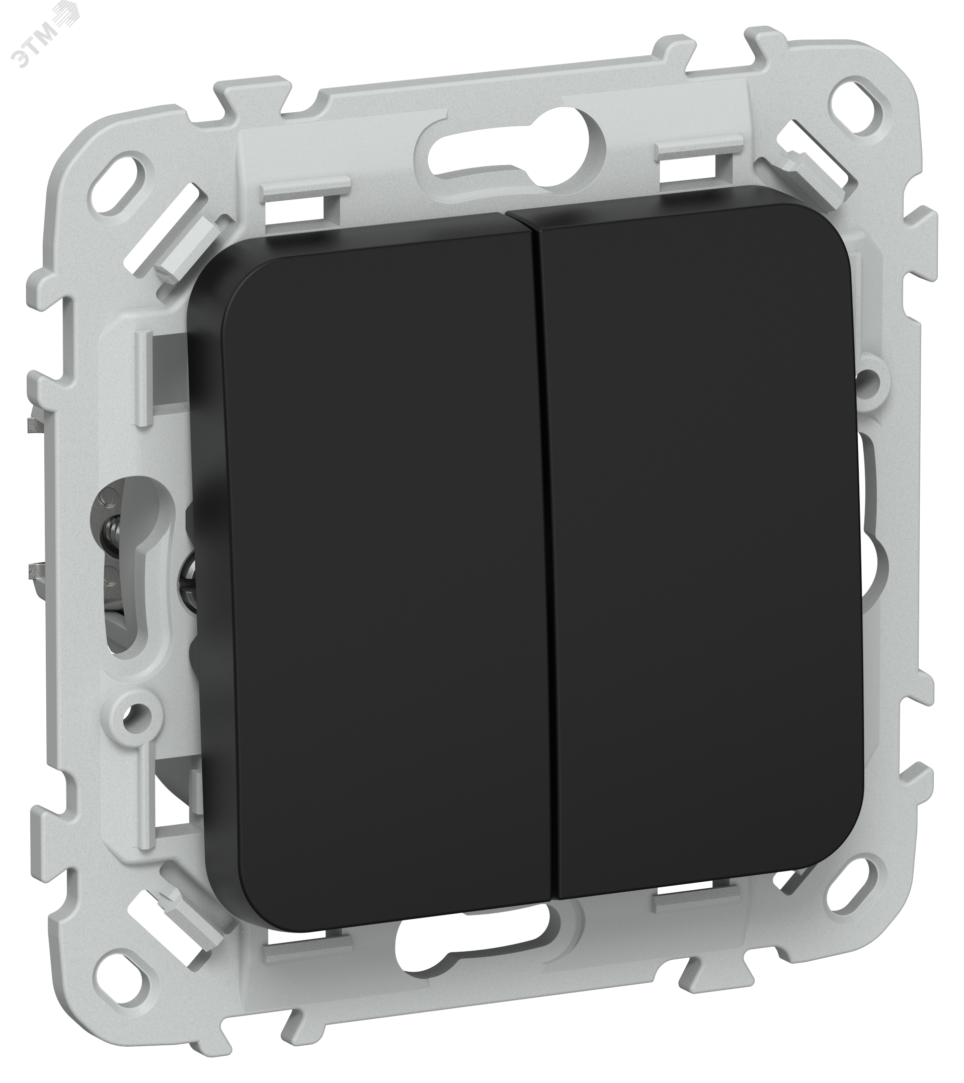 Изображение товара Выключатель 2-клавишный кнопочный серии FLITE 10А черный IEK