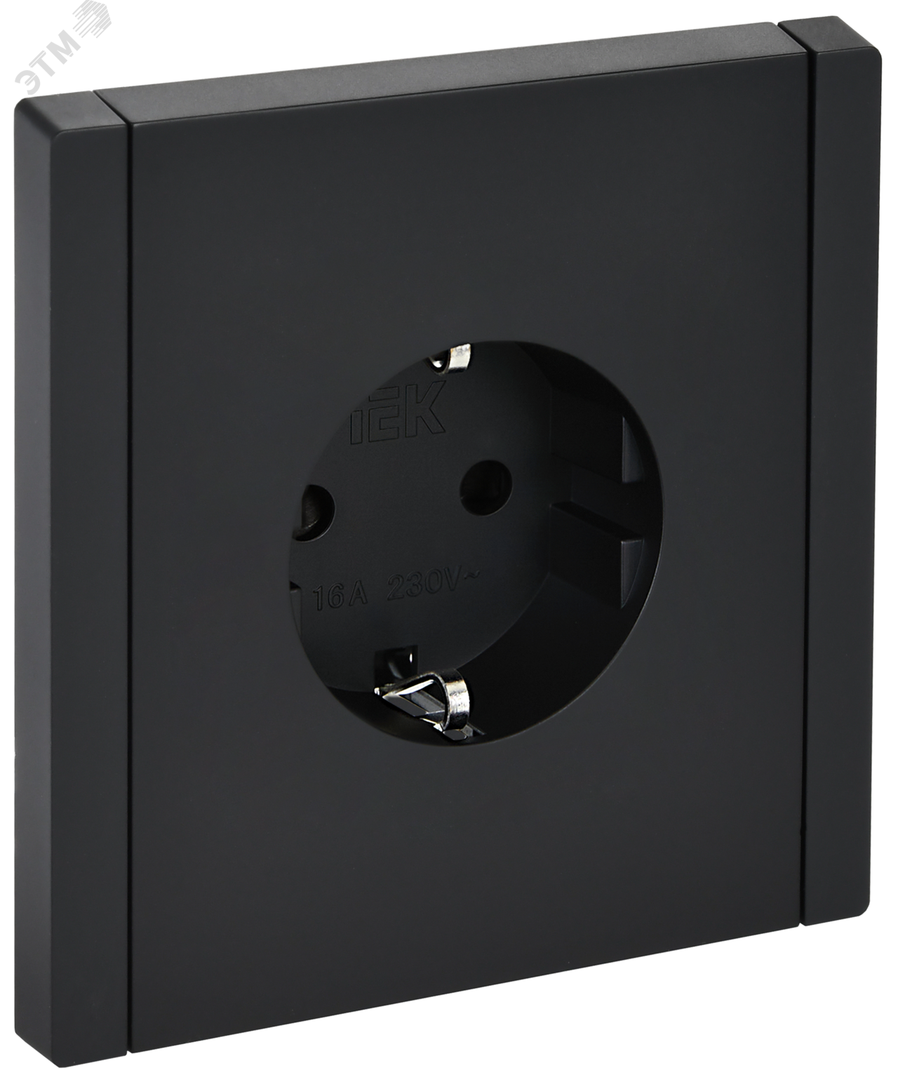 Изображение товара Розетка 1-местная с заземлением и защитными шторками IEK FORTE&PIANO IP44 черная