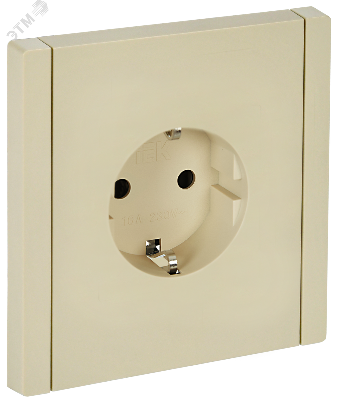 Изображение товара Розетка 1-местная с заземлением и защитными шторками FORTE&PIANO IEK IP44 бежевый 16А