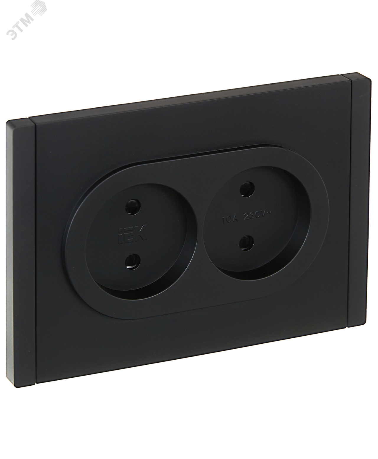 Изображение товара Розетка 2-местная без заземления с защитными шторками IEK FORTE&PIANO 10А черная