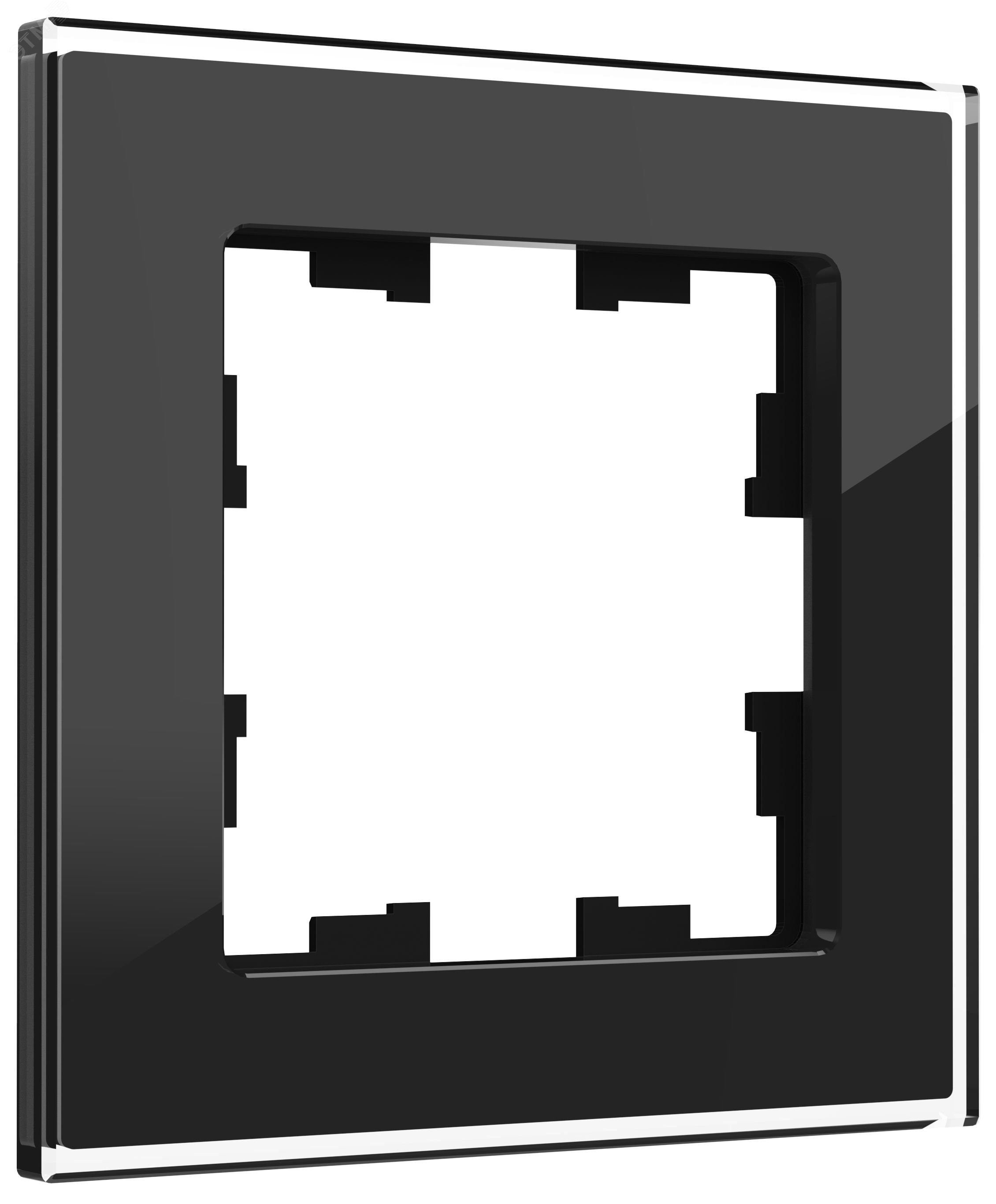 Изображение товара Рамка 1 пост стекло черный серия BRITE IEK