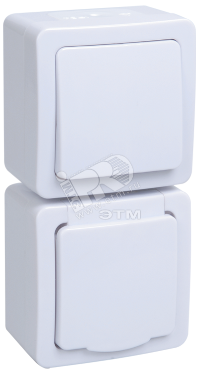 Гермес PLUS Блок наружный: выключатель одноклавишный и розетка с заземлением IP54 EBVMP20-K01-31-54-EC IEK