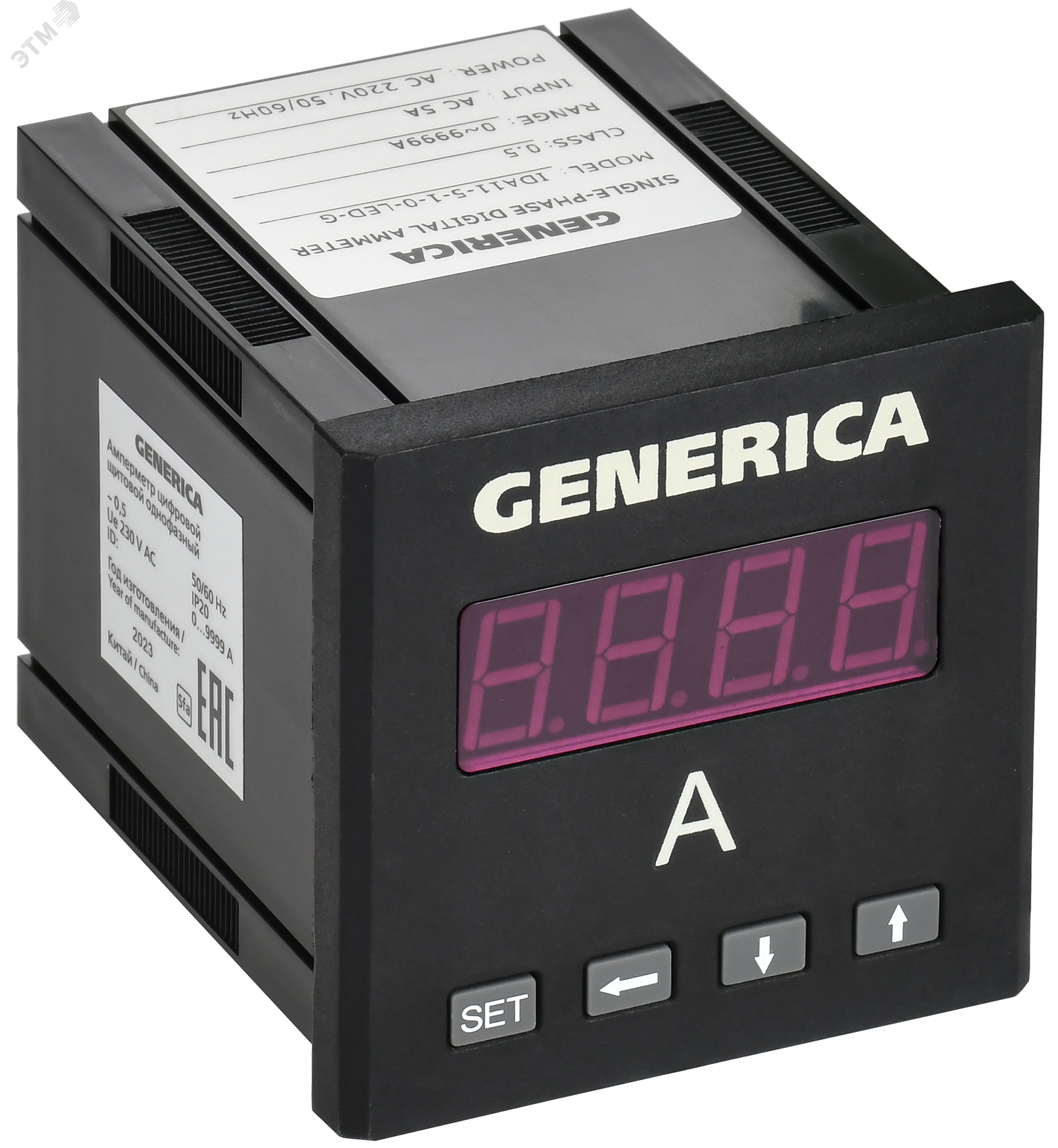 Изображение товара Амперметр цифровой щитовой однофазный 72х72 мм LED GENERICA (шт)