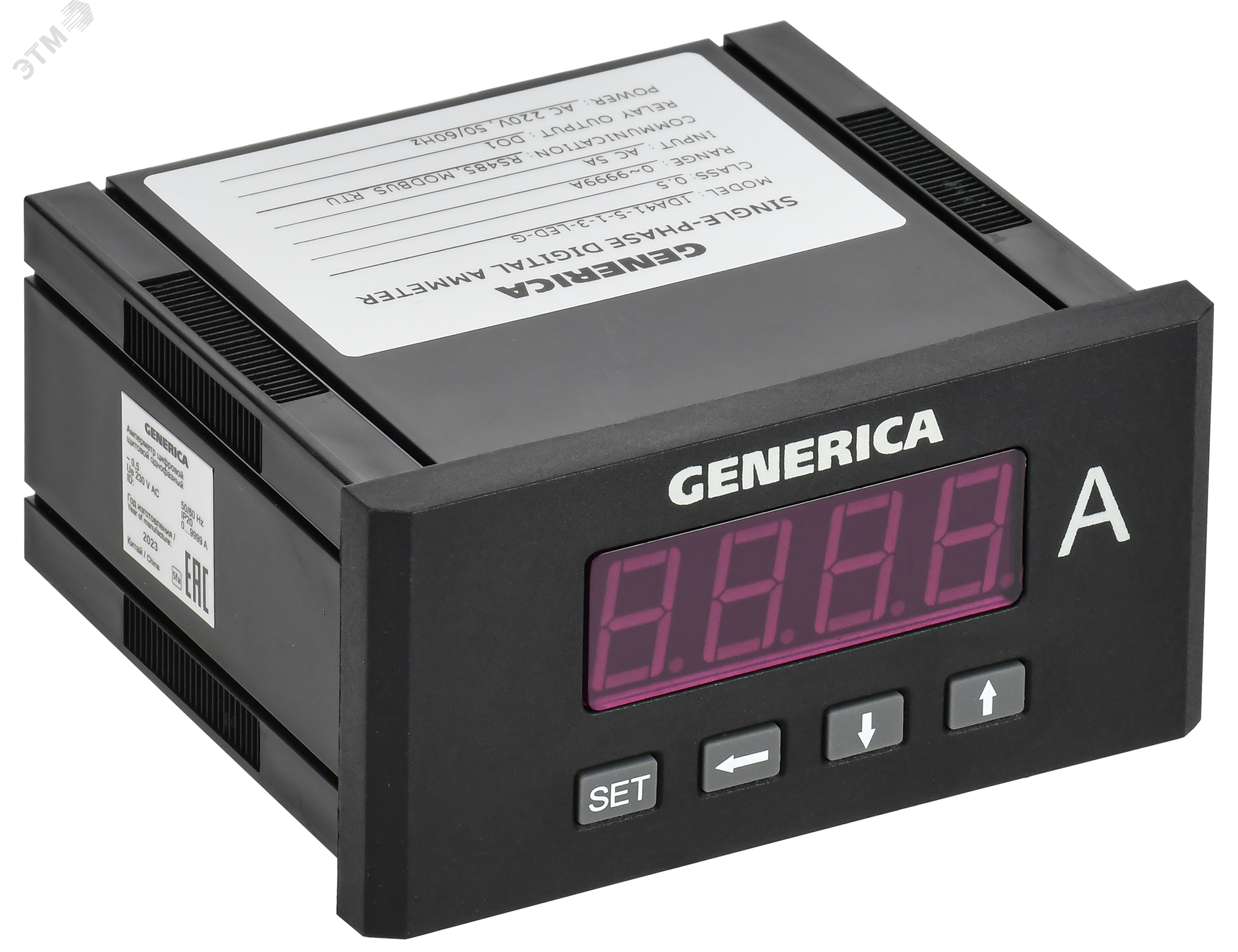 Изображение товара Цифровой амперметр щитовой однофазный GENERICA 48х96 мм LED