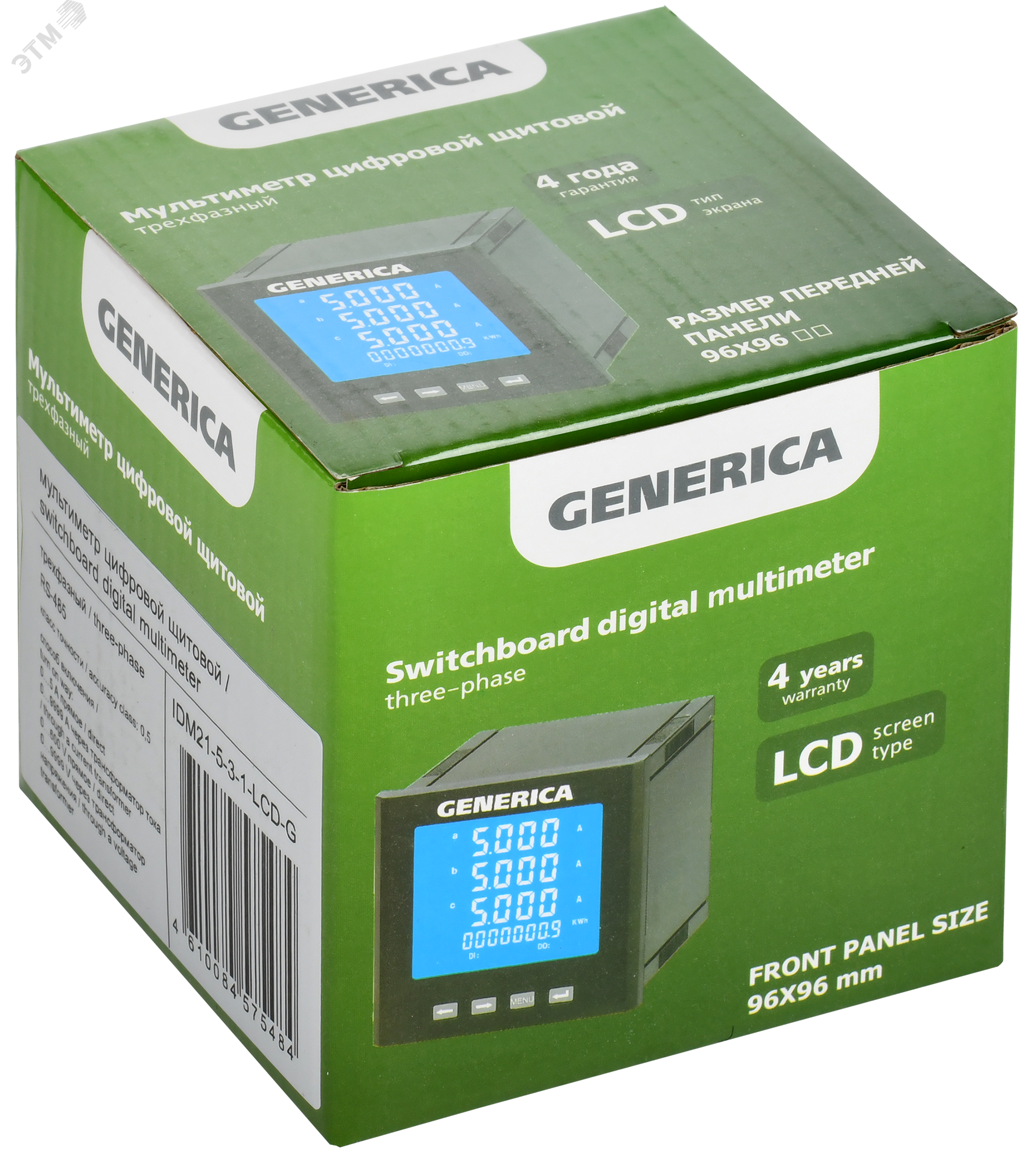 Мультиметр цифровой щитовой трехфазный RS-485 96х96мм LCD GENERICA IDM21-5-3-1-LCD-G IEK - превью 2