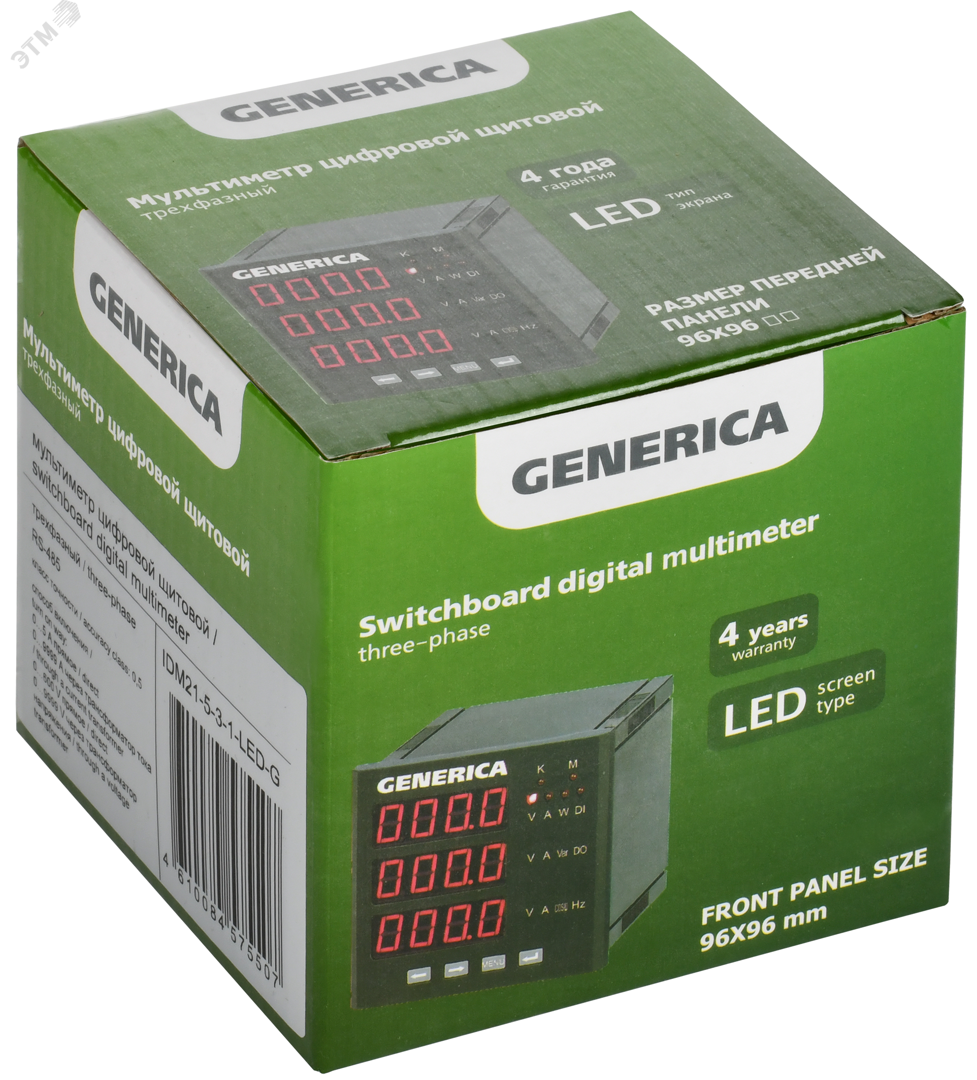 Мультиметр цифровой щитовой трехфазный RS-485 96х96мм LED GENERICA IDM21-5-3-1-LED-G IEK - превью 2