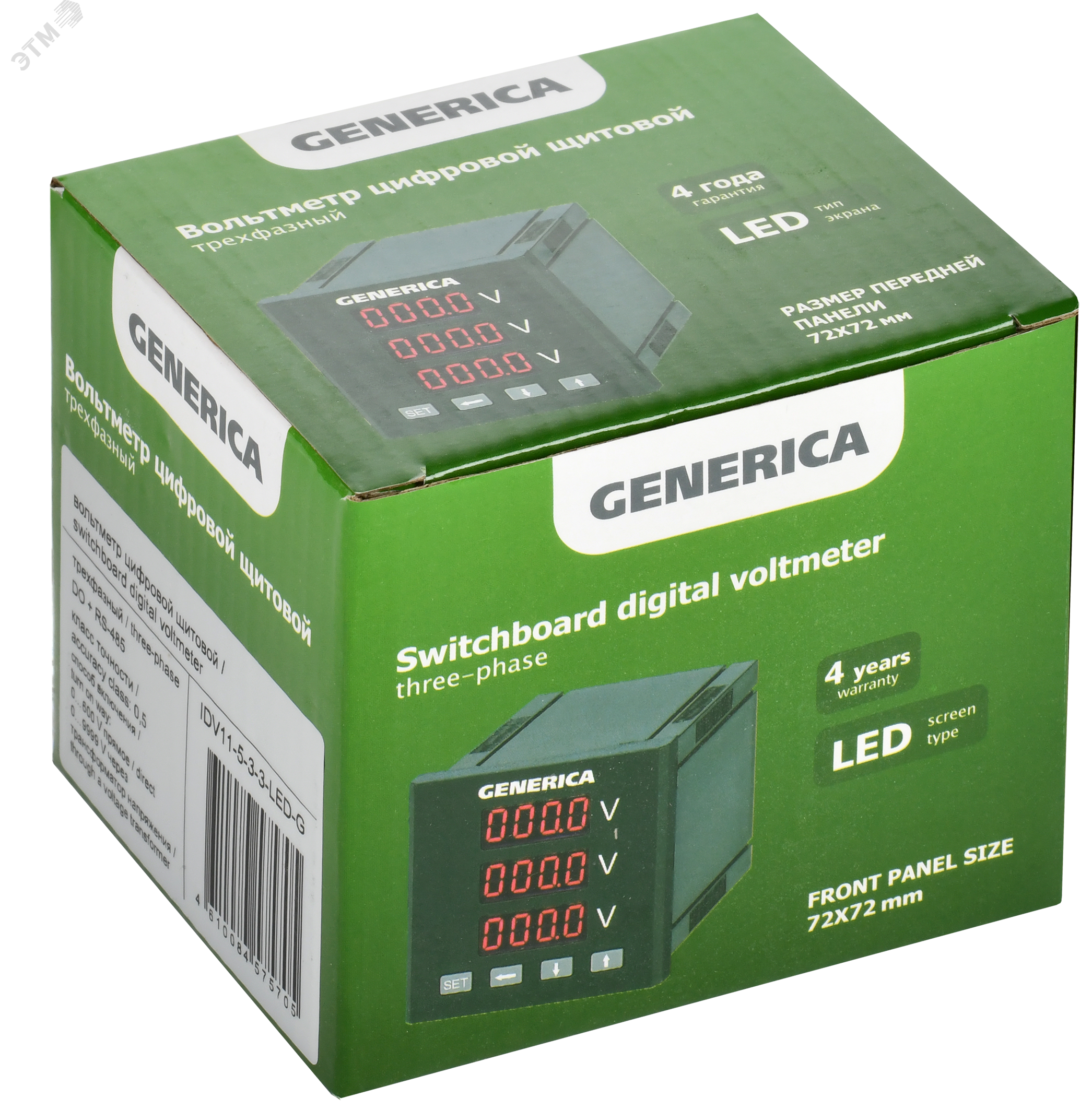 Вольтметр цифровой щитовой трехфазный DO RS-485 72х72мм LED GENERICA IDV11-5-3-3-LED-G IEK - превью 2