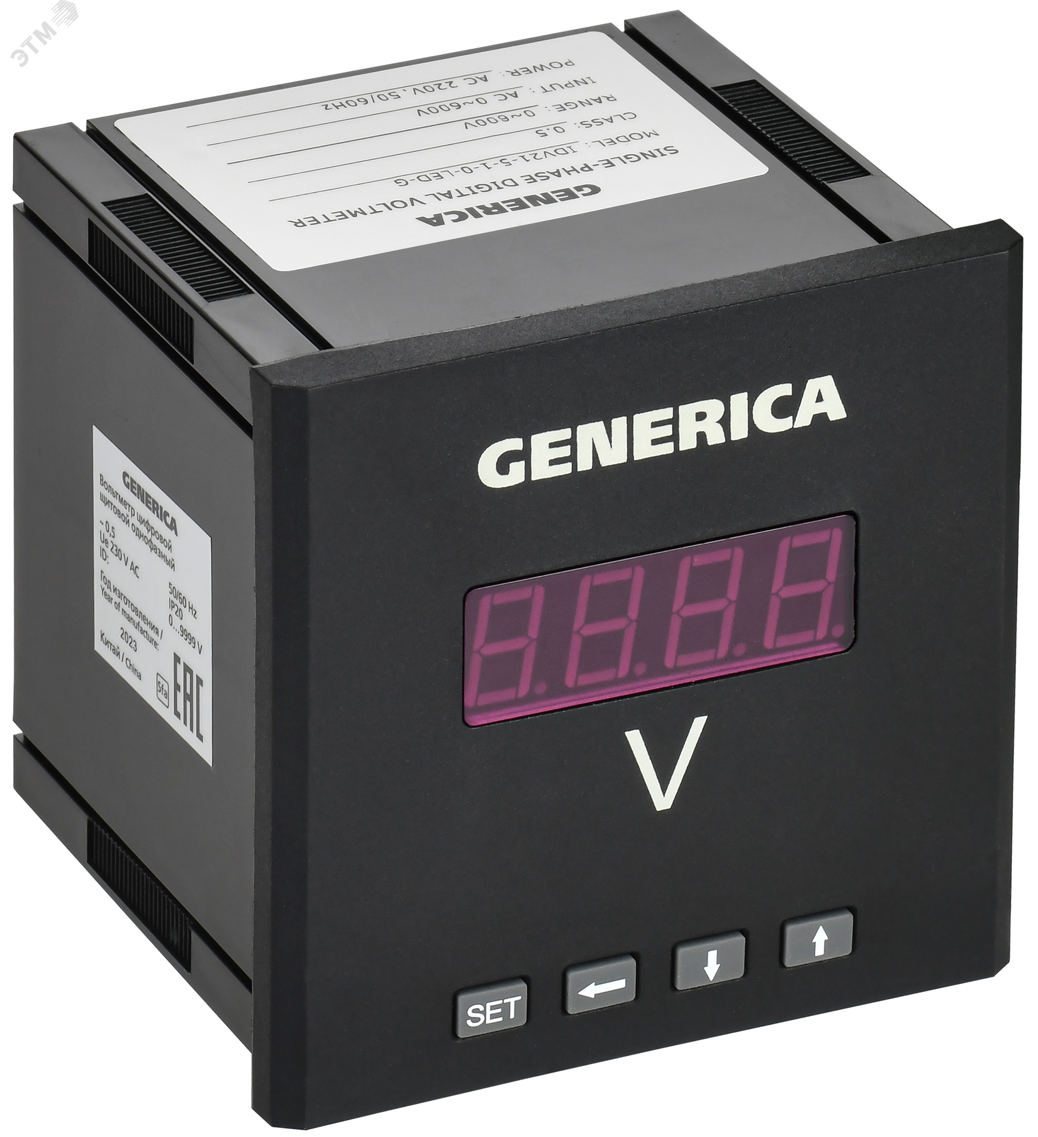 Изображение товара Цифровой щитовой однофазный вольтметр GENERICA 96x96 LED