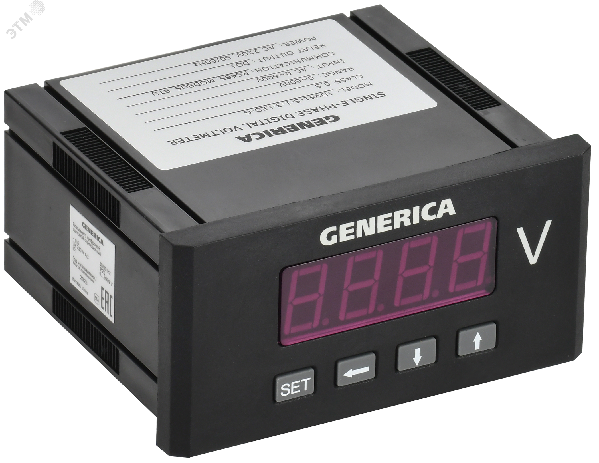 Изображение товара Цифровой щитовой однофазный вольтметр RS-485 GENERICA 48х96мм