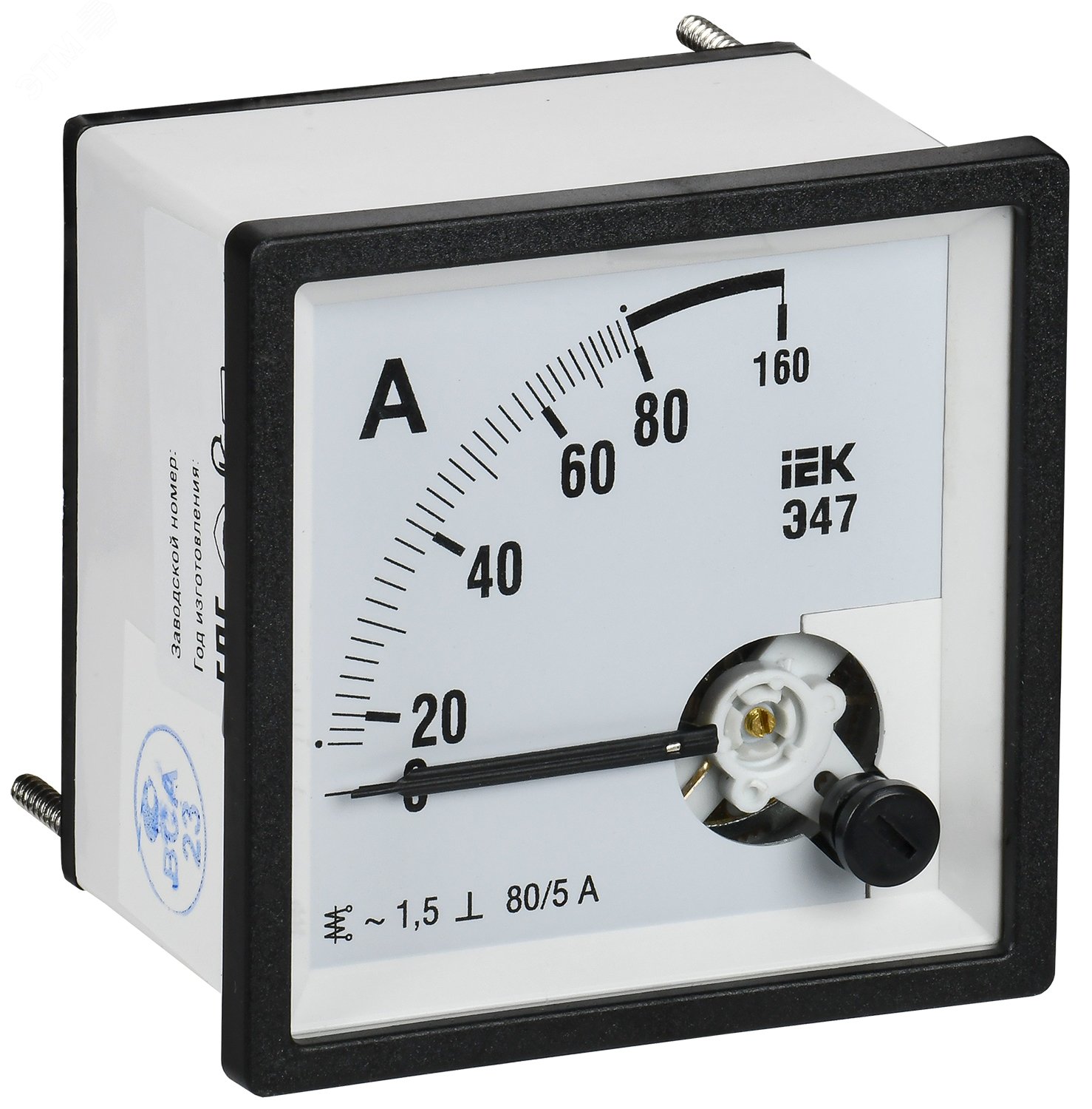 Изображение товара Амперметр Э47 40 А класс точности 1,5 для низковольтных сетей 72х72 мм