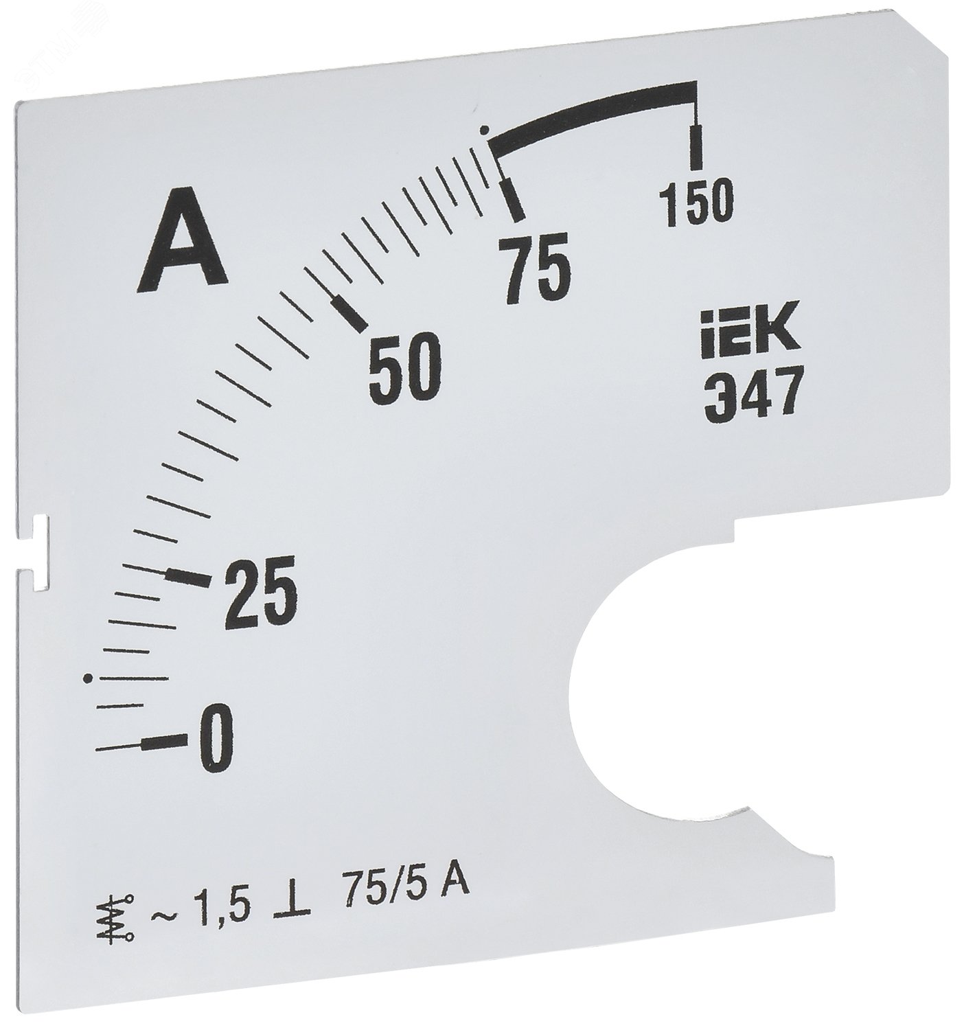 Изображение товара Шкала сменная для амперметра Э47 75А класс точности 1,5 72х72мм