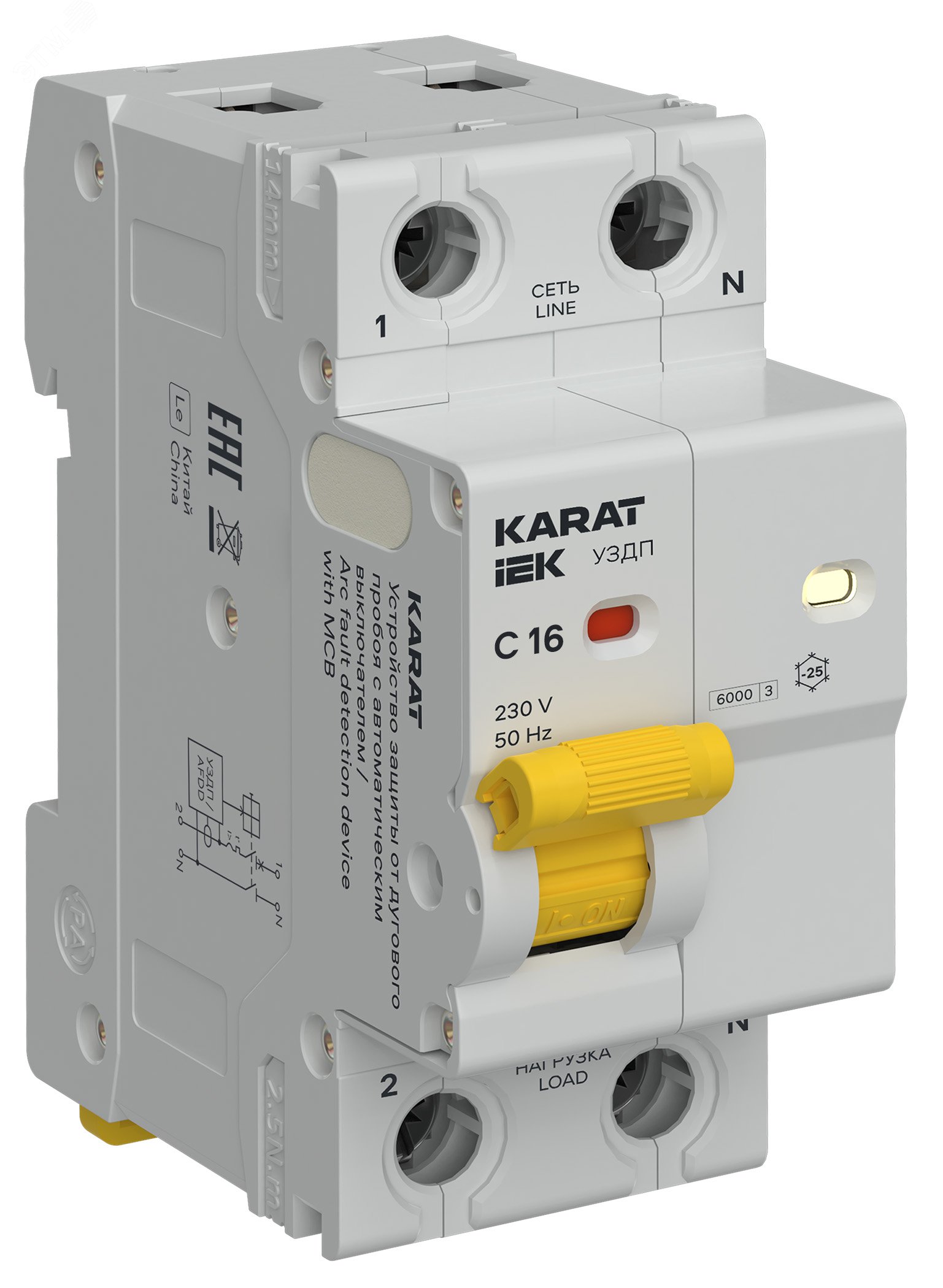 Изображение товара Устройство защиты от дугового пробоя KARAT 1P+N C 16A IEK