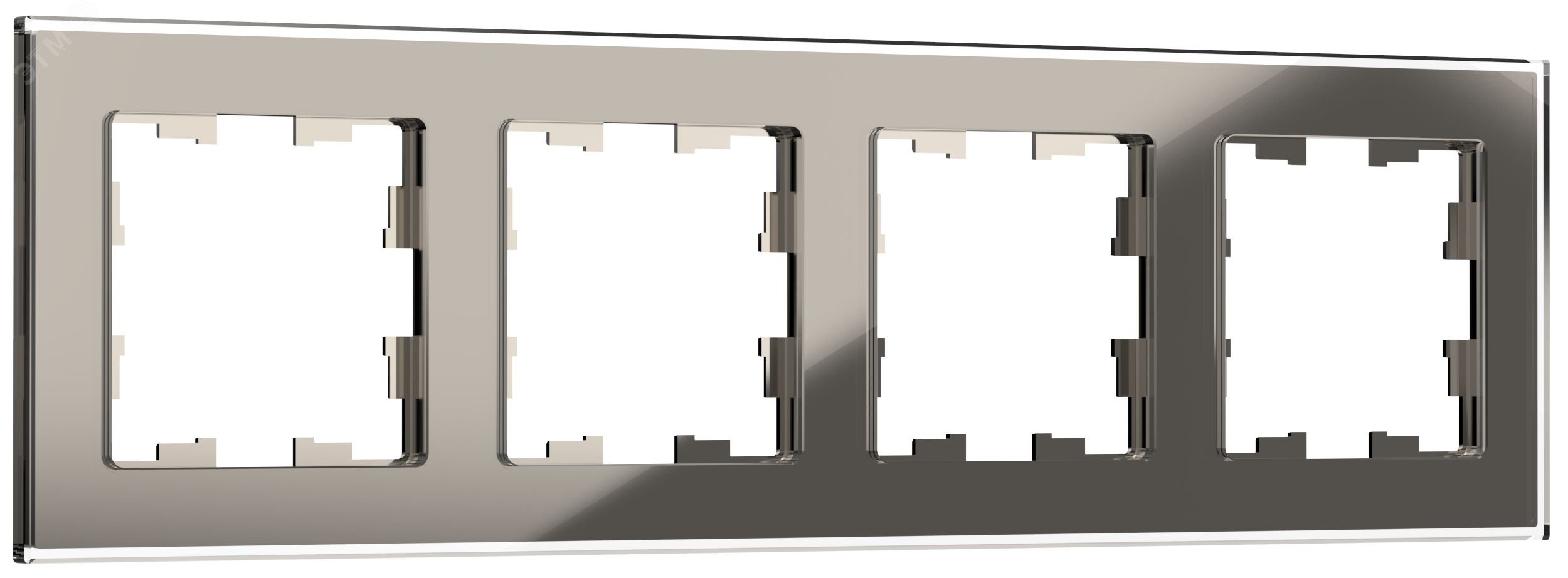 Изображение товара Рамка 4 поста BRITE из закаленного стекла цвет дымчатый глянцевый