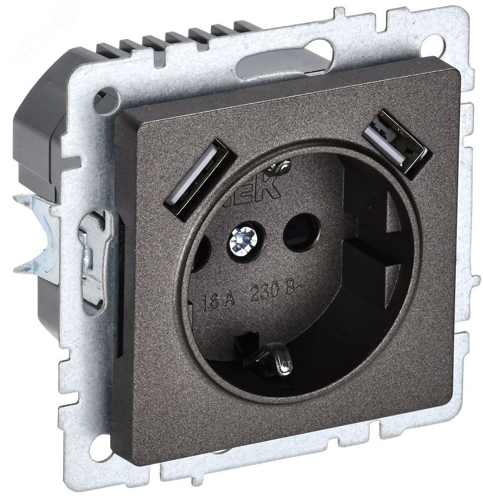 BRITE Розетка с заземлением с защитными шторками 16А с USB A+A 3,1А ...