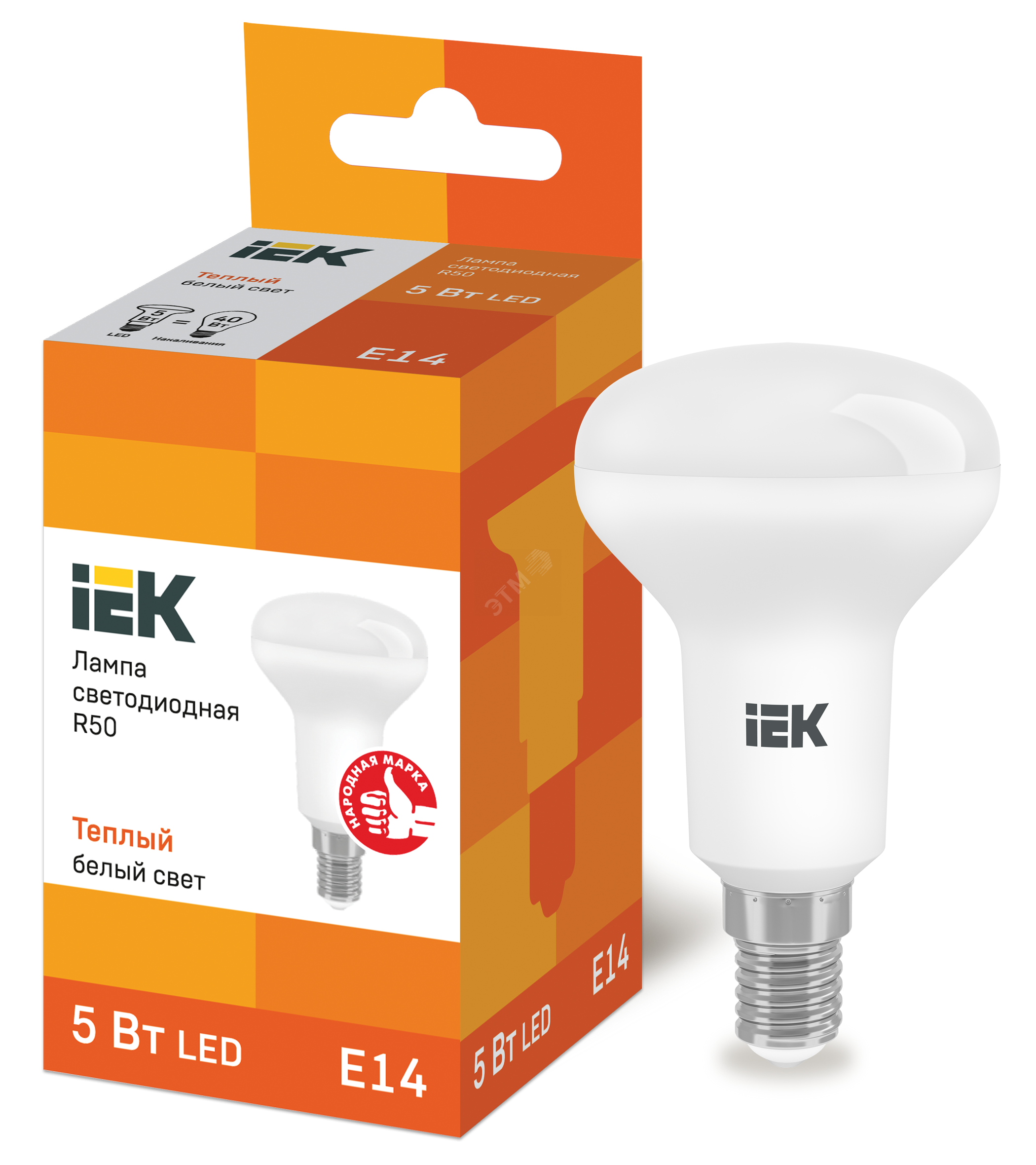Лампа светодиодная LED рефлекторная 5вт E14 R50 тепло-белый ECO LLE-R50-5-230-30-E14 IEK - превью 2