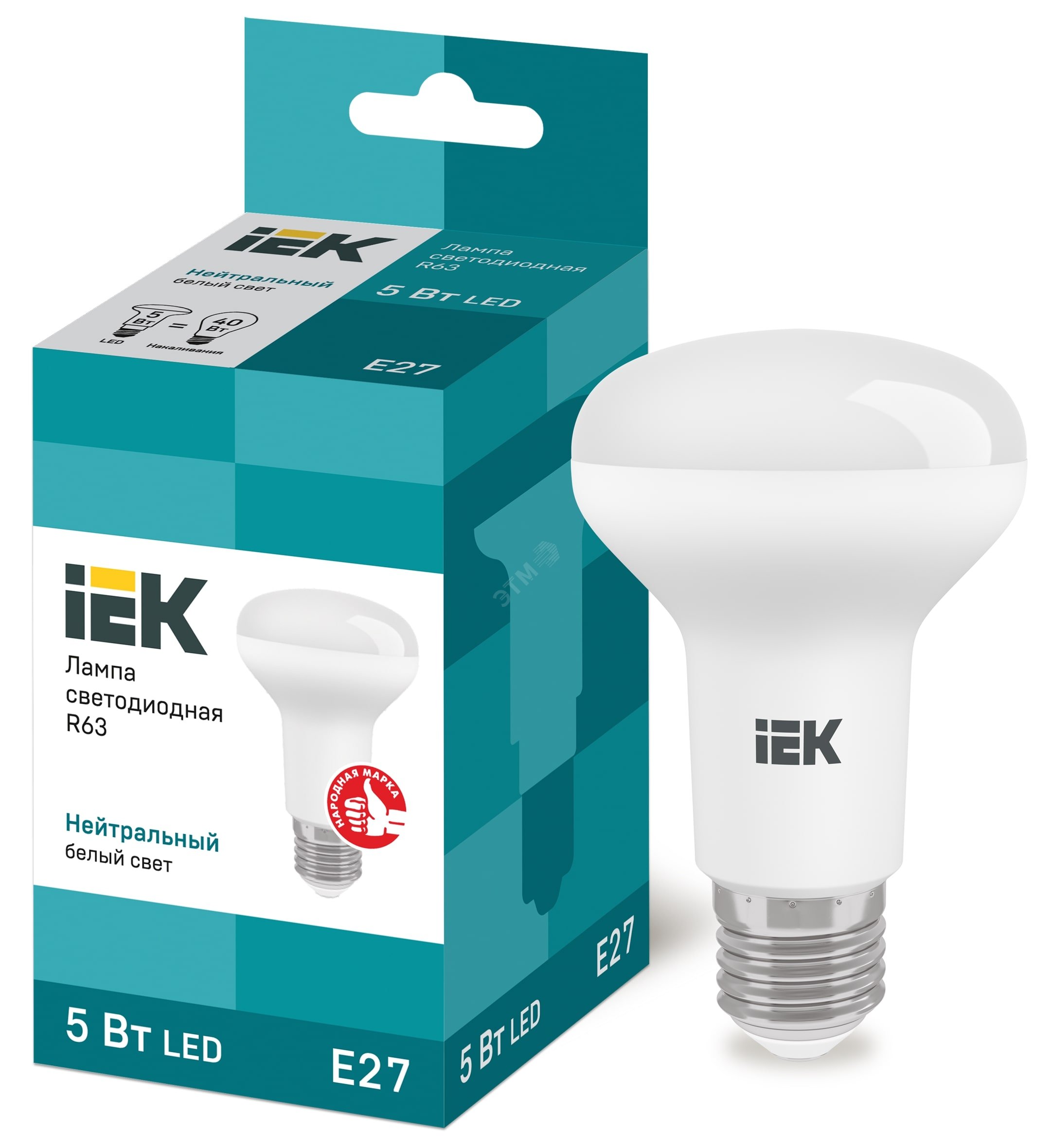 Лампа светодиодная LED рефлекторная 5вт E27 R63 белый ECO LLE-R63-5-230-40-E27 IEK - превью 2