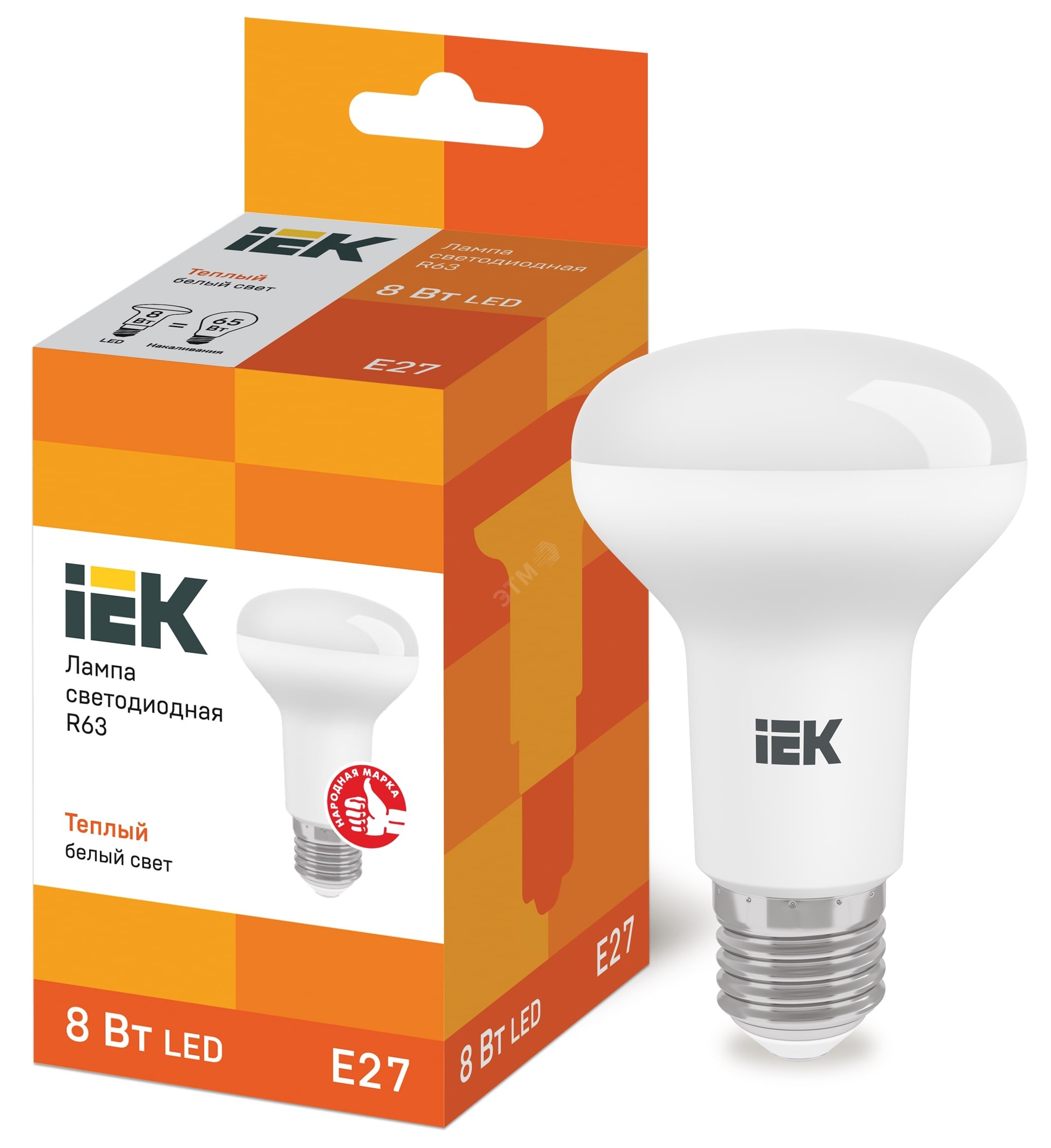 Лампа светодиодная LED рефлекторная 8вт E27 R63 тепло-белый ECO LLE-R63-8-230-30-E27 IEK - превью 2