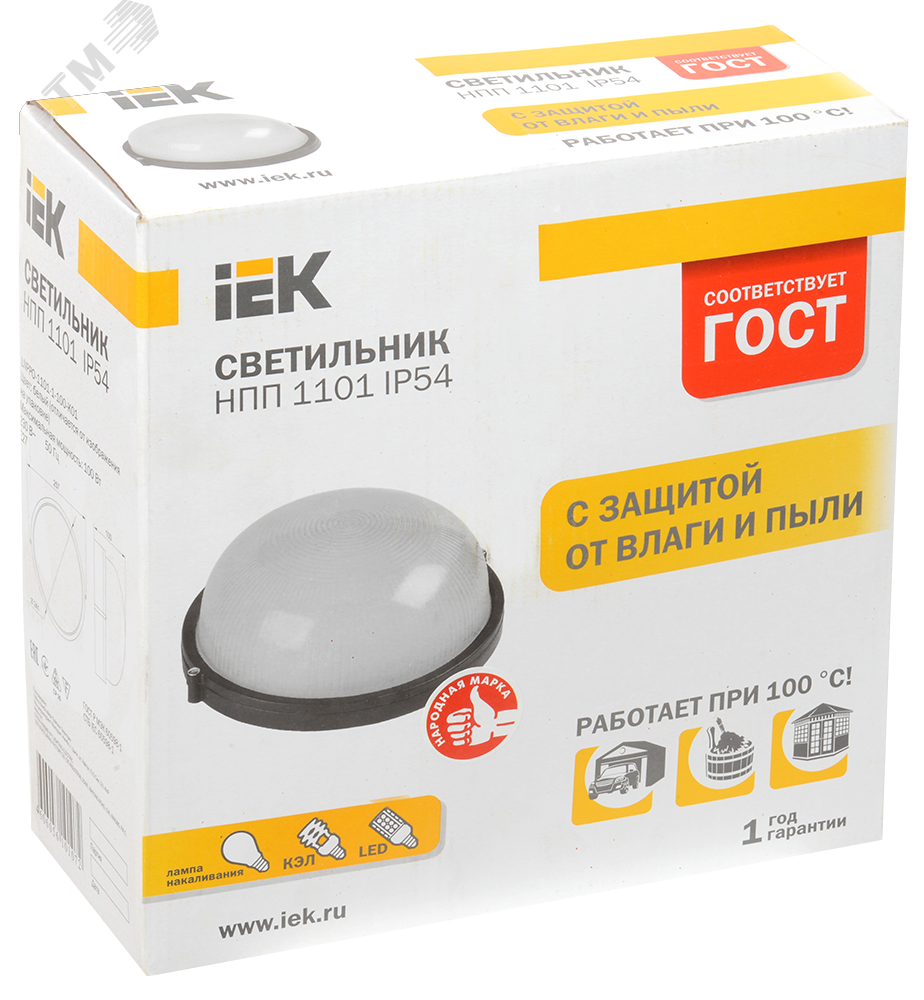 Светильник НПП1101 белый/круг 100Вт IP54 IEK артикул LNPP0-1101-1-100 ...