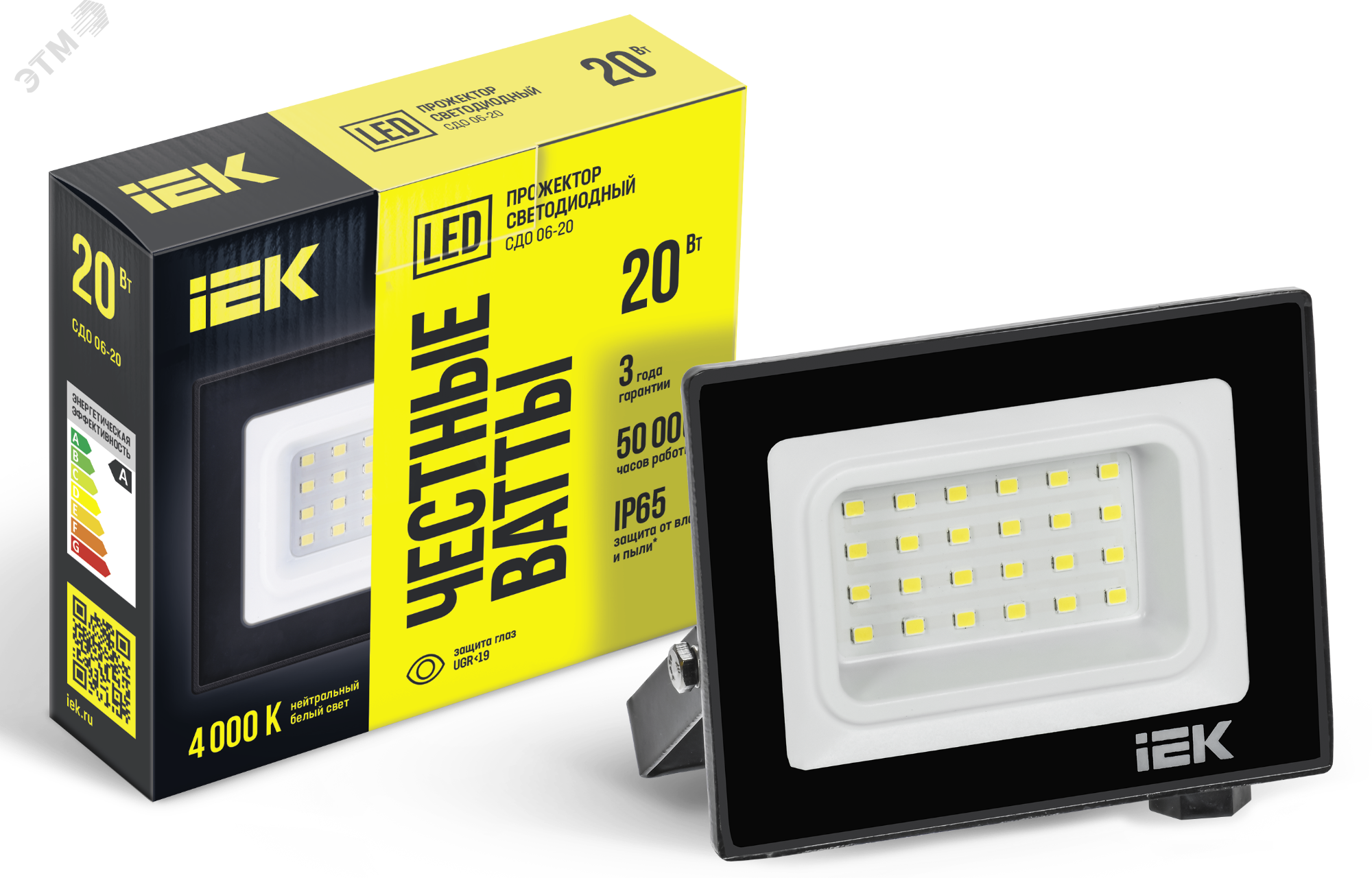 Изображение товара Прожектор светодиодный СДО 06-20 IP65 4000K черный IEK