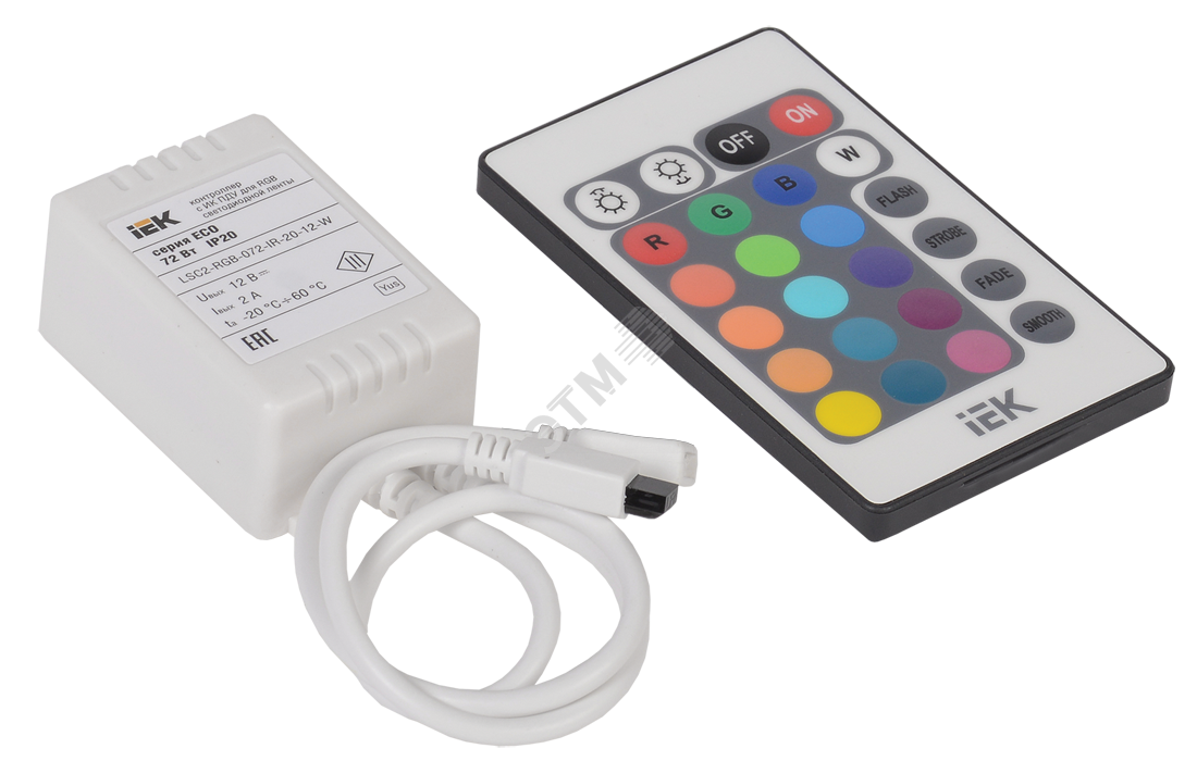 Контроллер RGB с ПДУ ИК 3 канала 72w 12v 2A eco IEK купить цена