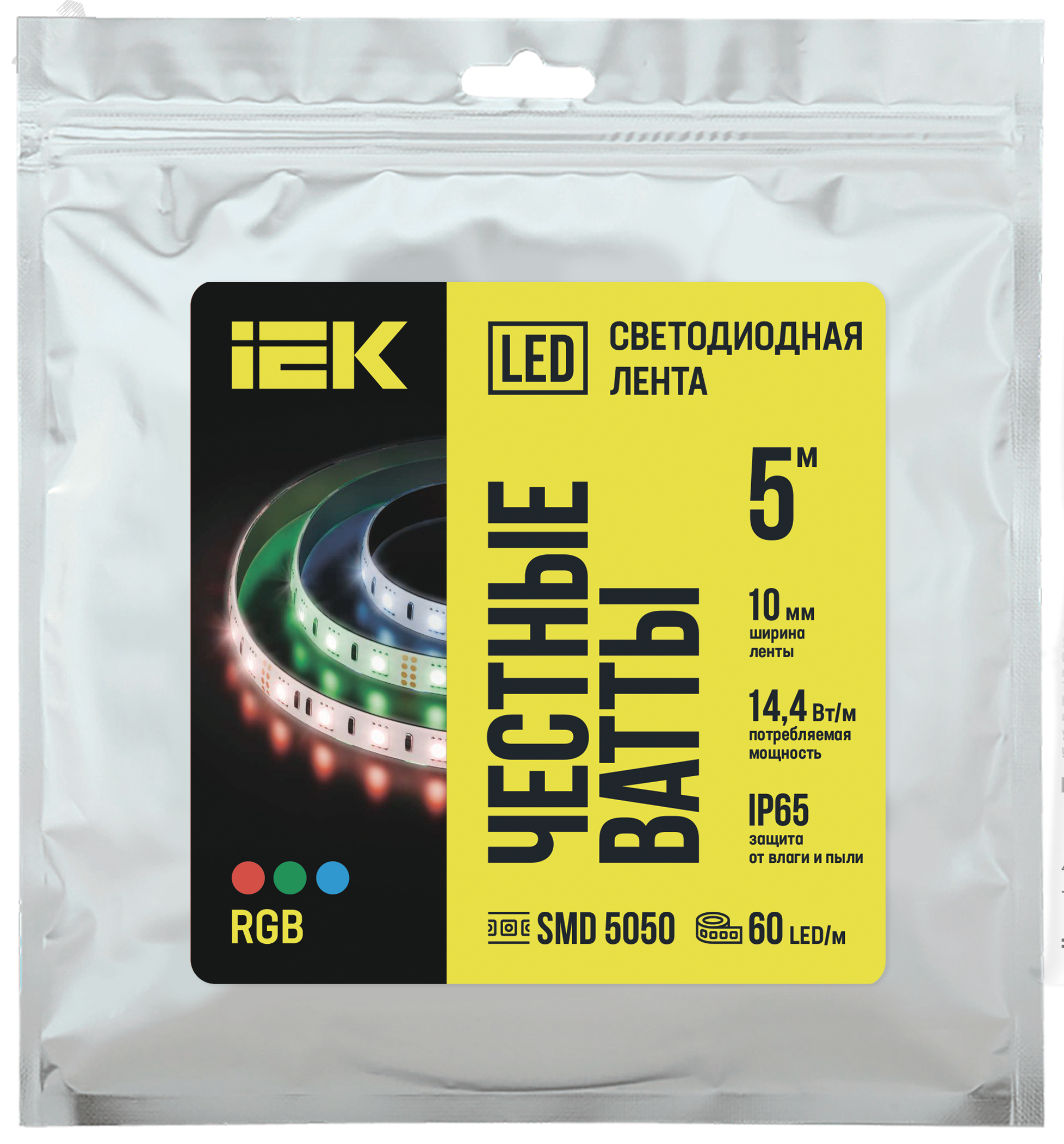 Изображение товара Светодиодная лента 5 м RGB IP65 12В IEK LSR-5050RGB60-14,4
