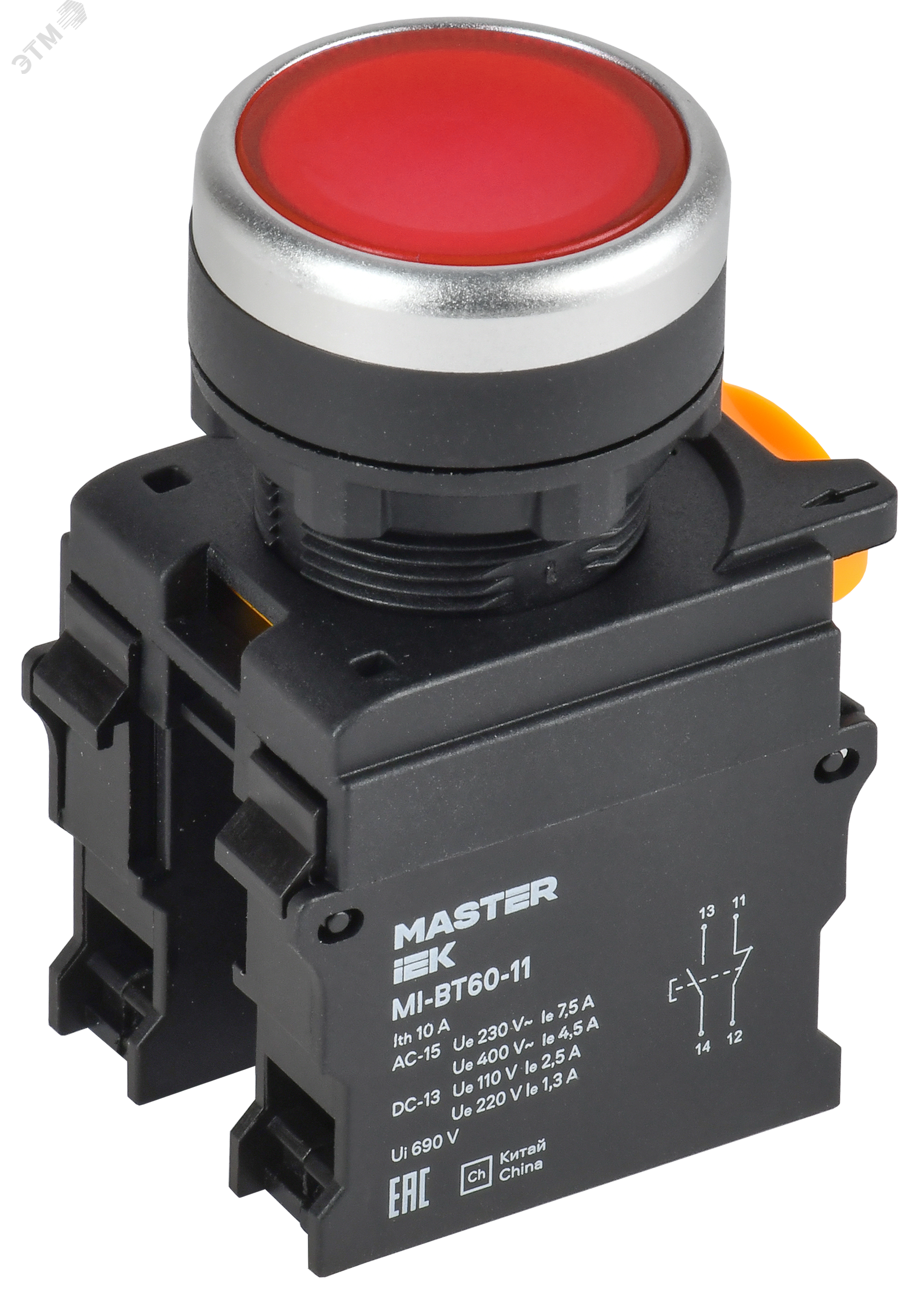 Изображение товара Кнопка d=22мм 1NO+1NC красная MASTER (шт)