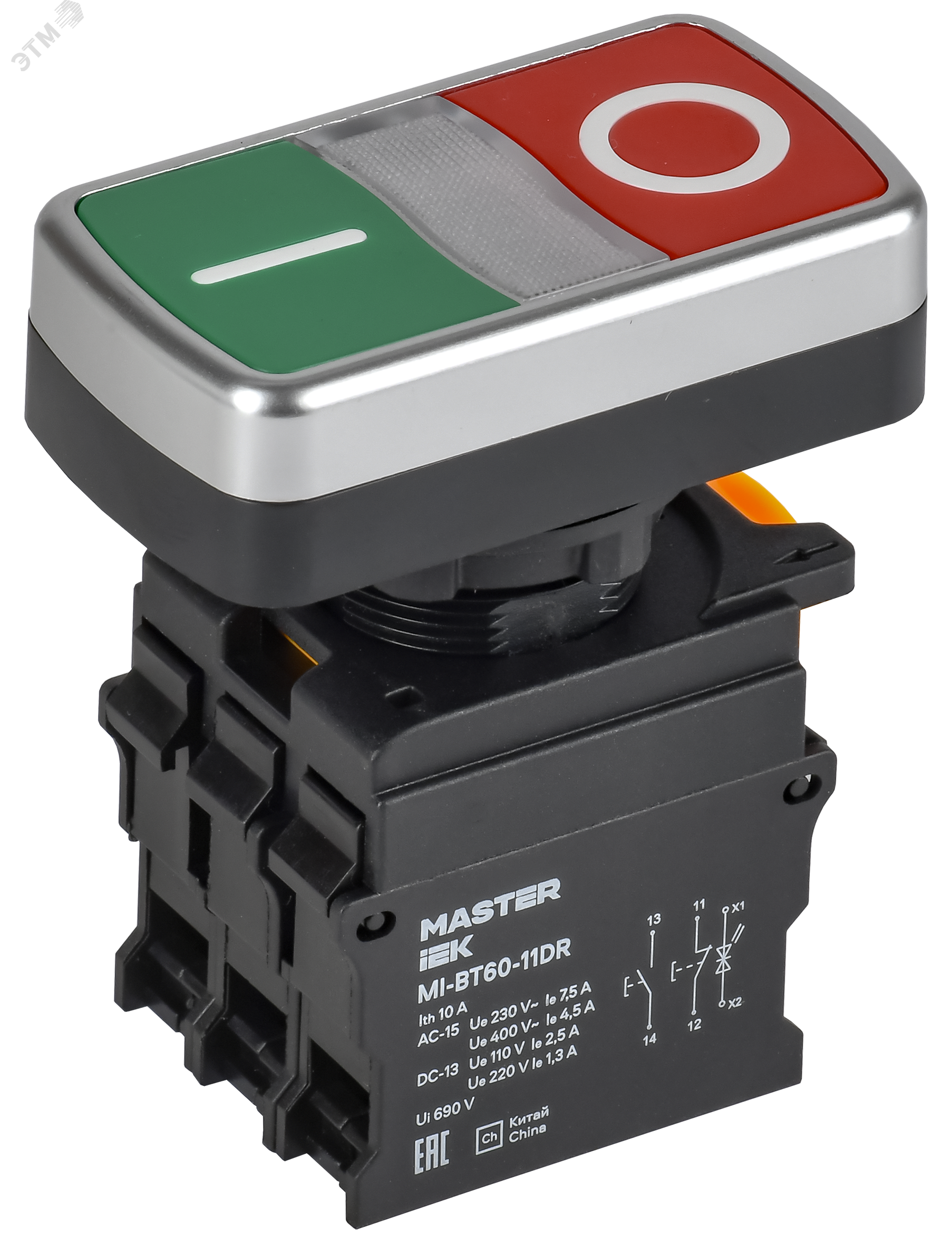 Изображение товара Кнопка I-O с подсветкой d=22мм 1NO+1NC IEK