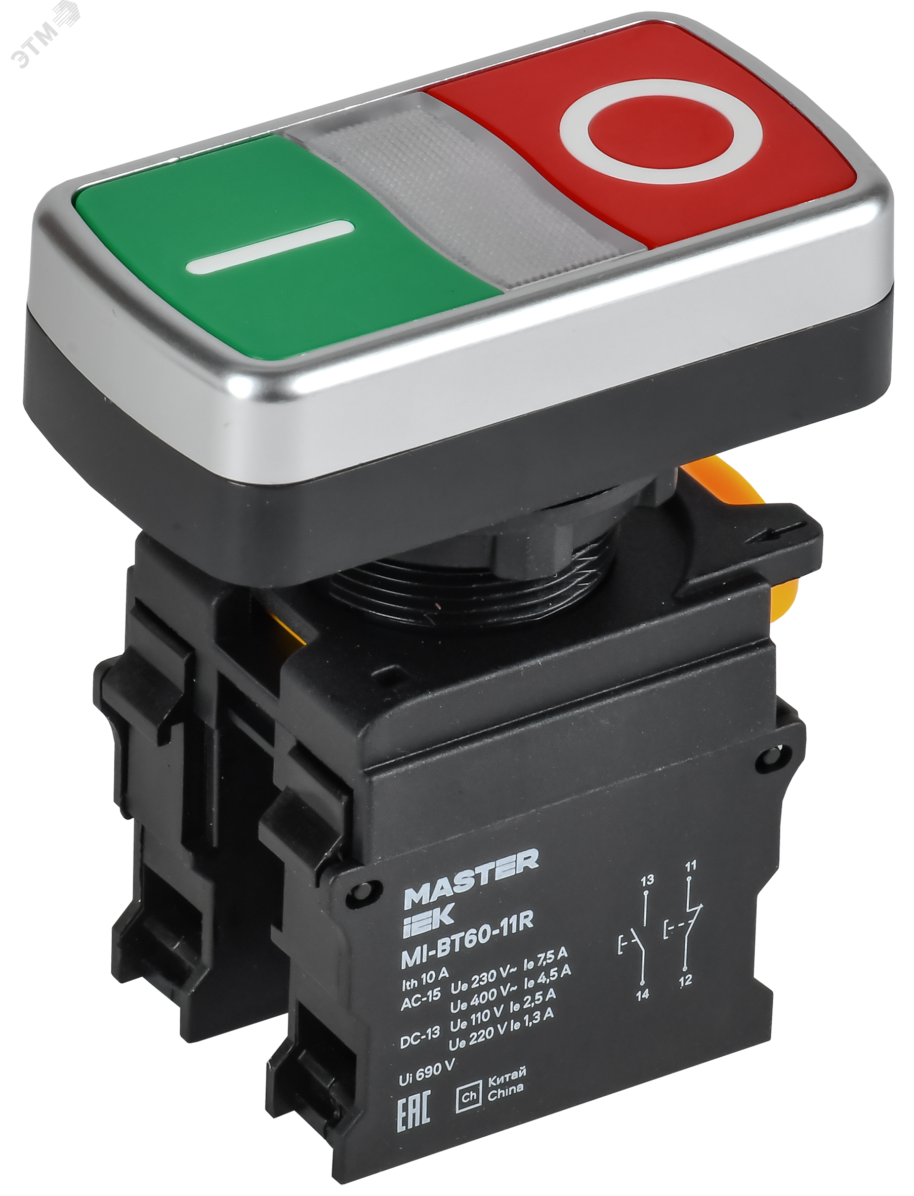 Изображение товара Кнопка I-O без подсветки d 22мм 1NO+1NC IEK