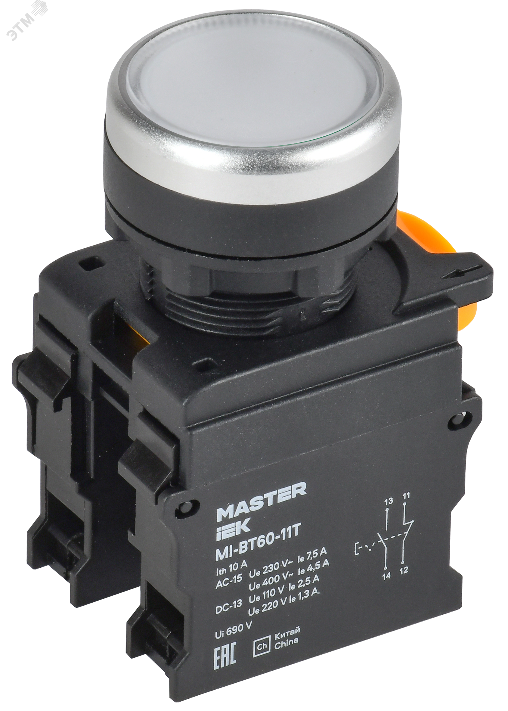 Изображение товара Кнопка управления с фиксацией 22 мм белая IEK IP65 для автоматизации