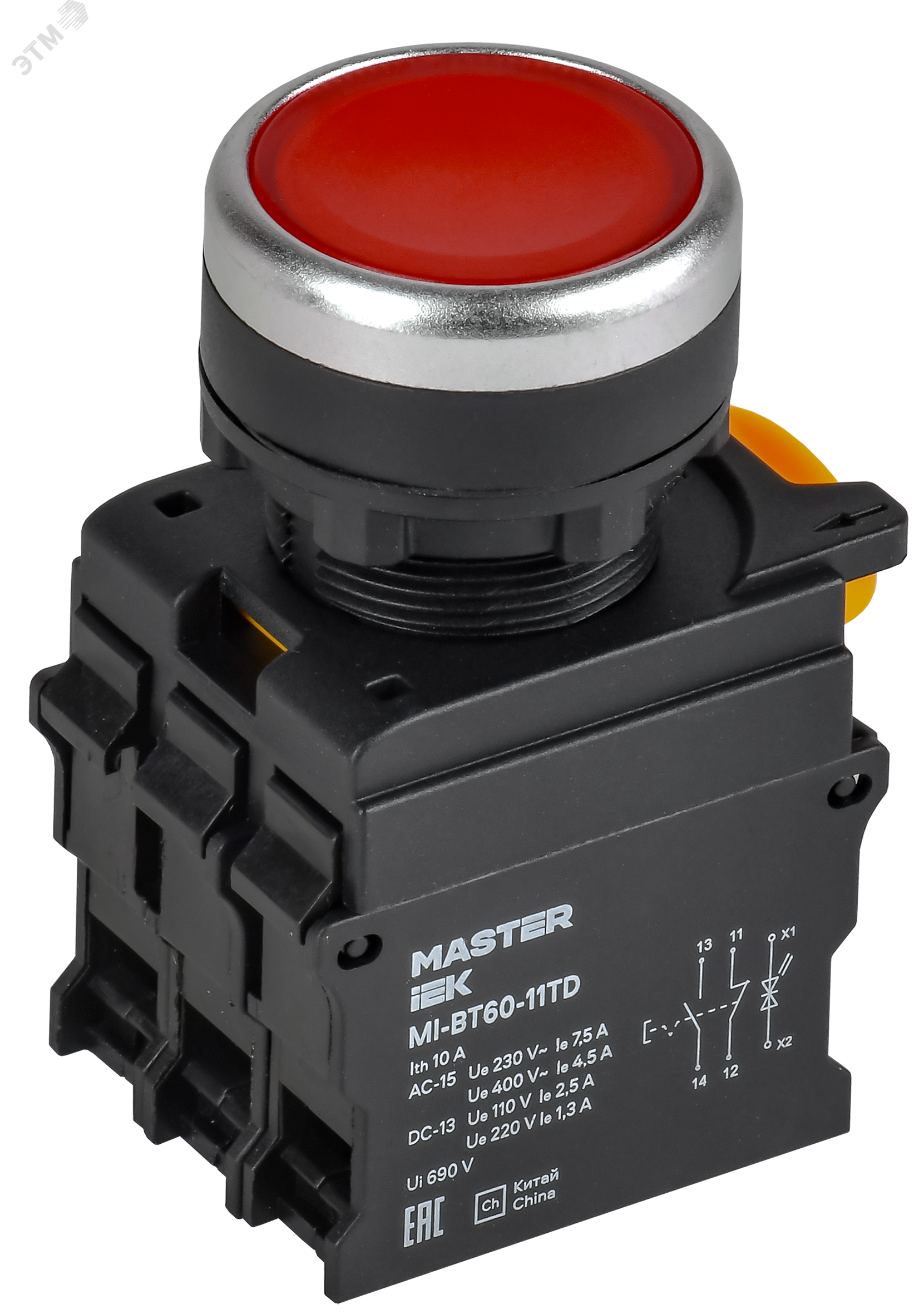 Изображение товара Кнопка с подсветкой и фиксацией диаметр 22 мм красная IEK