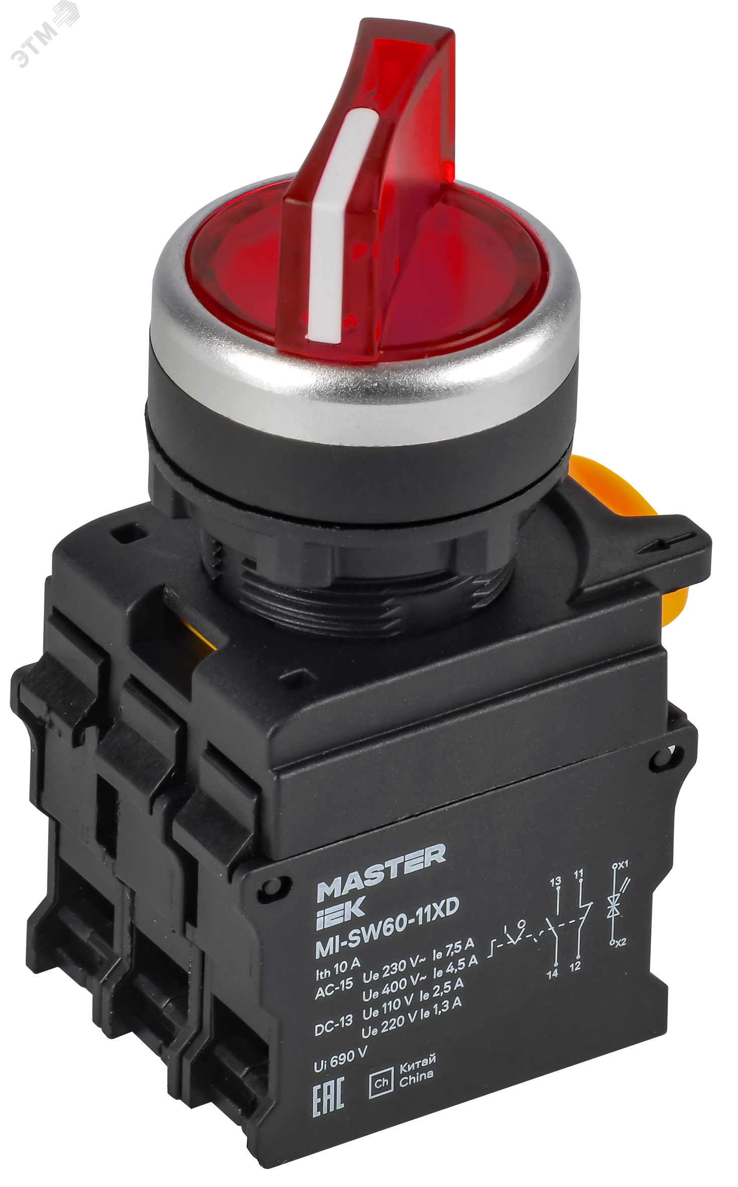 Изображение товара Переключатель с подсветкой MASTER IEK 1NO+1NC IP65 монтажная плата