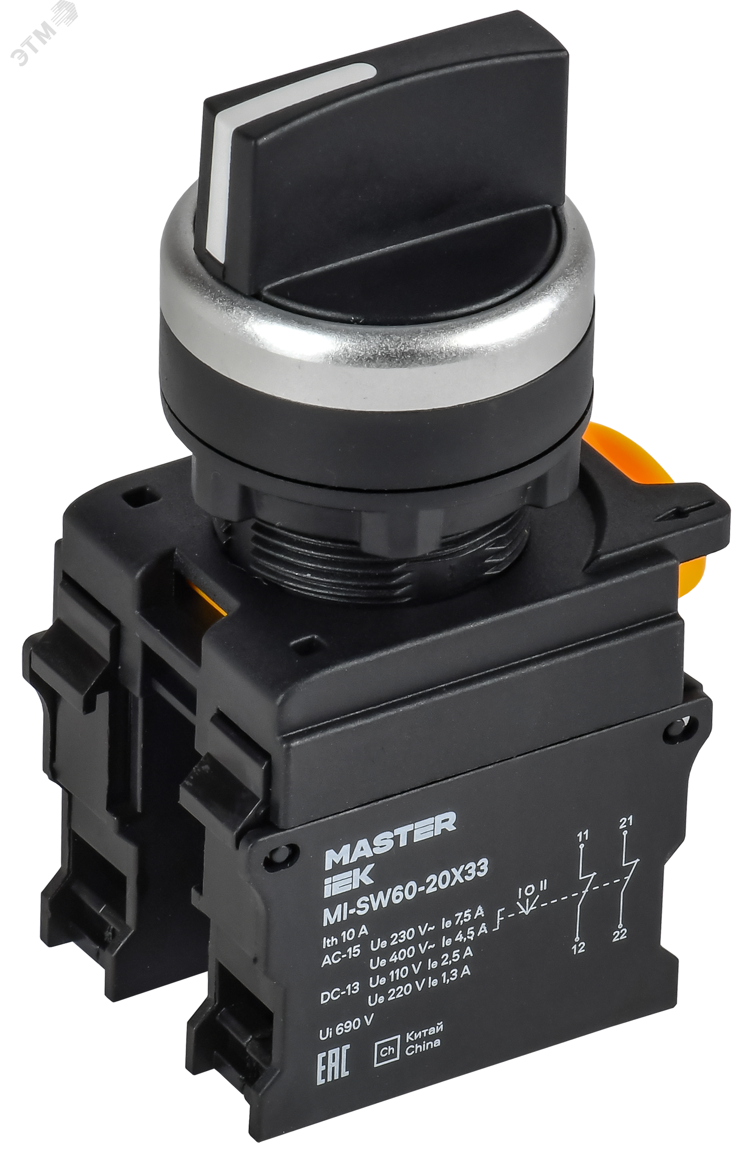 Изображение товара Переключатель 3 положения возвратный 2NO Master IEK IP65 напряжение до 660 В