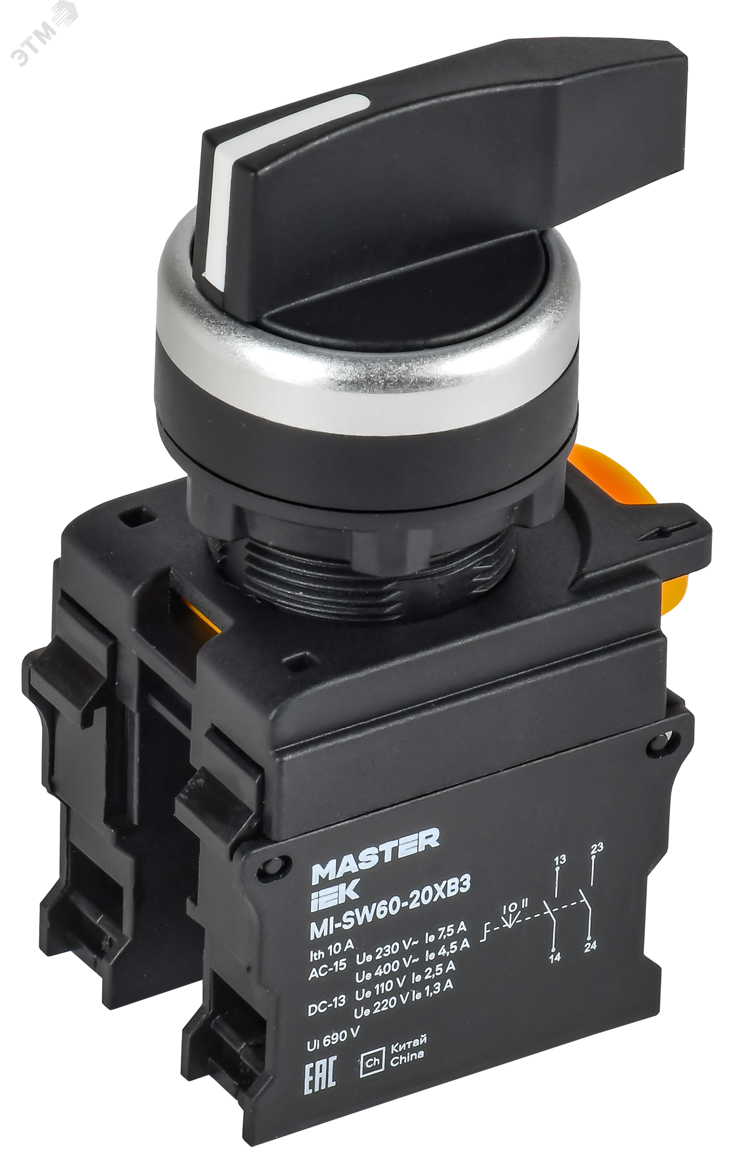 Изображение товара Переключатель длин. ручка 3 полож. 2NO чёрный MASTER (шт)