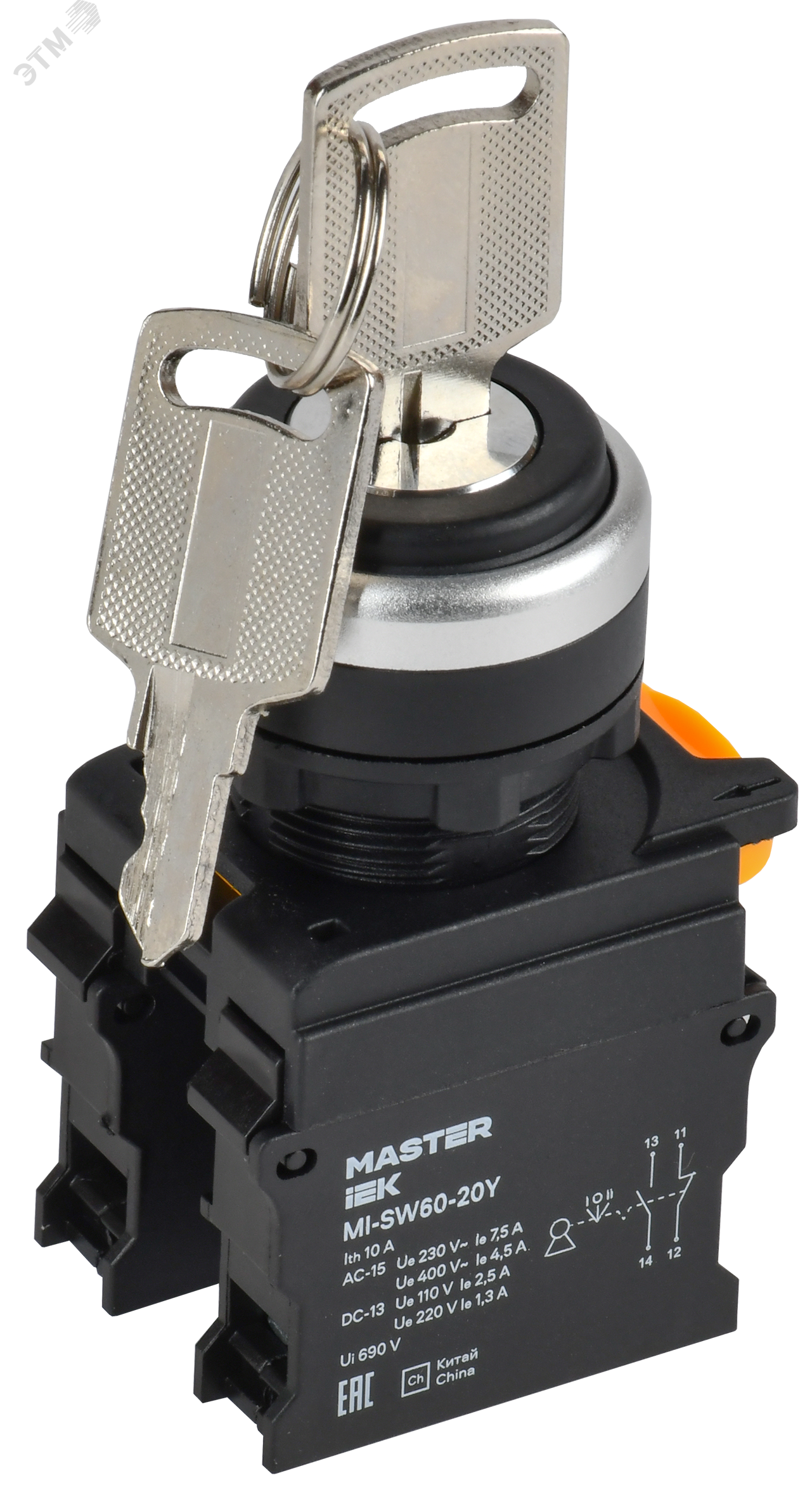 Изображение товара Переключатель с ключом на 3 положения 2NO MASTER IEK для автоматизации цепей