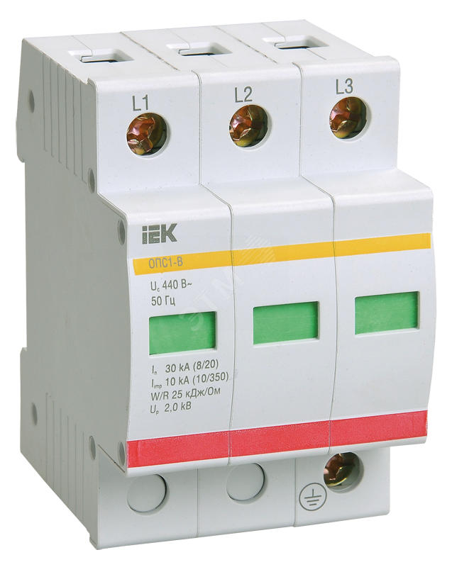 Ограничитель перенапряжений ОПС1-D 3P 5кА 230В (MOP20-3-D) IEK купить цена