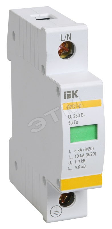 Ограничитель перенапряжений ОПС1-D 1P 5кА 230В IEK купить цена