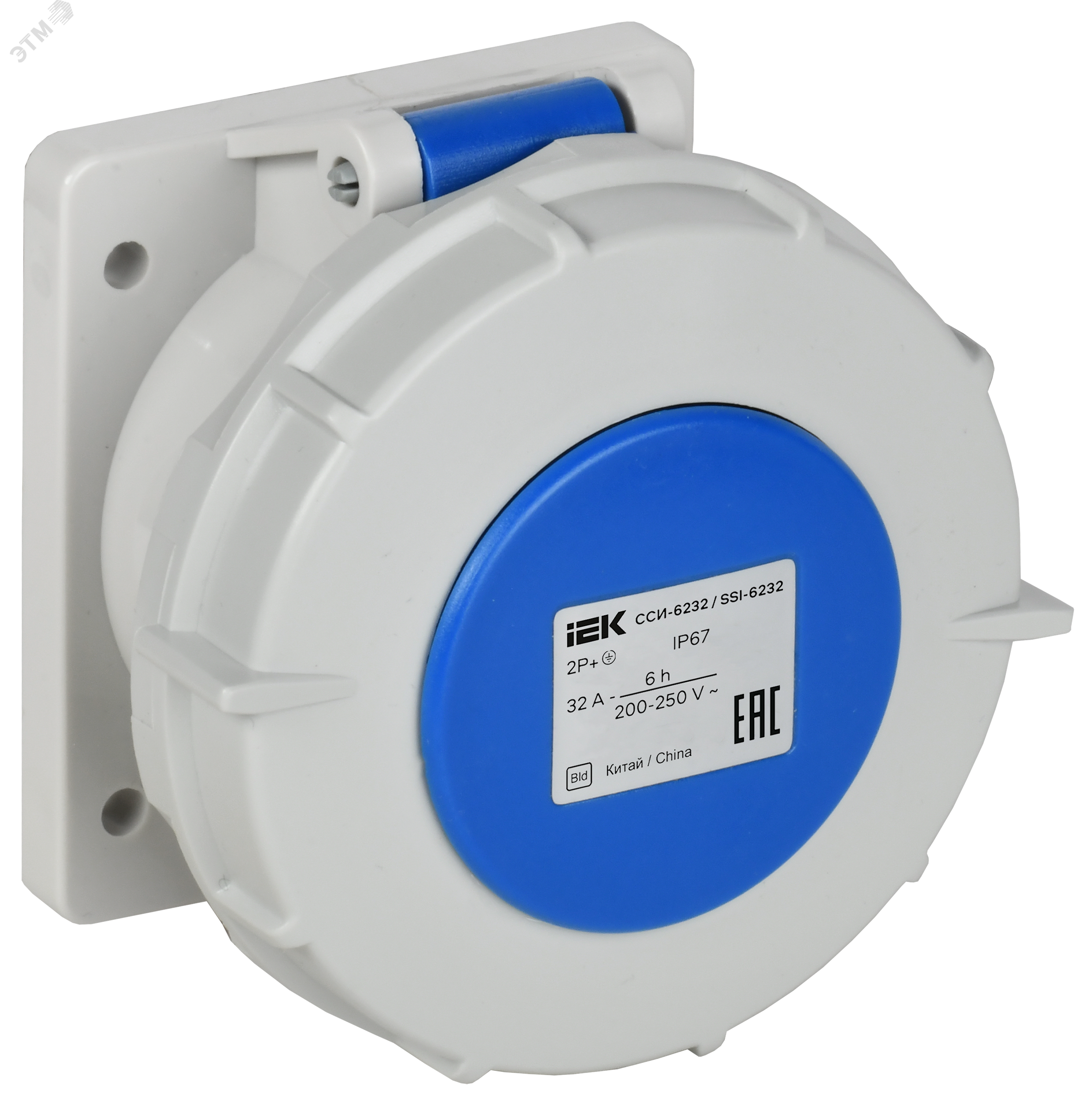 Изображение товара Встраиваемая силовая розетка IP67 IEK 32А 220В 2P+PE