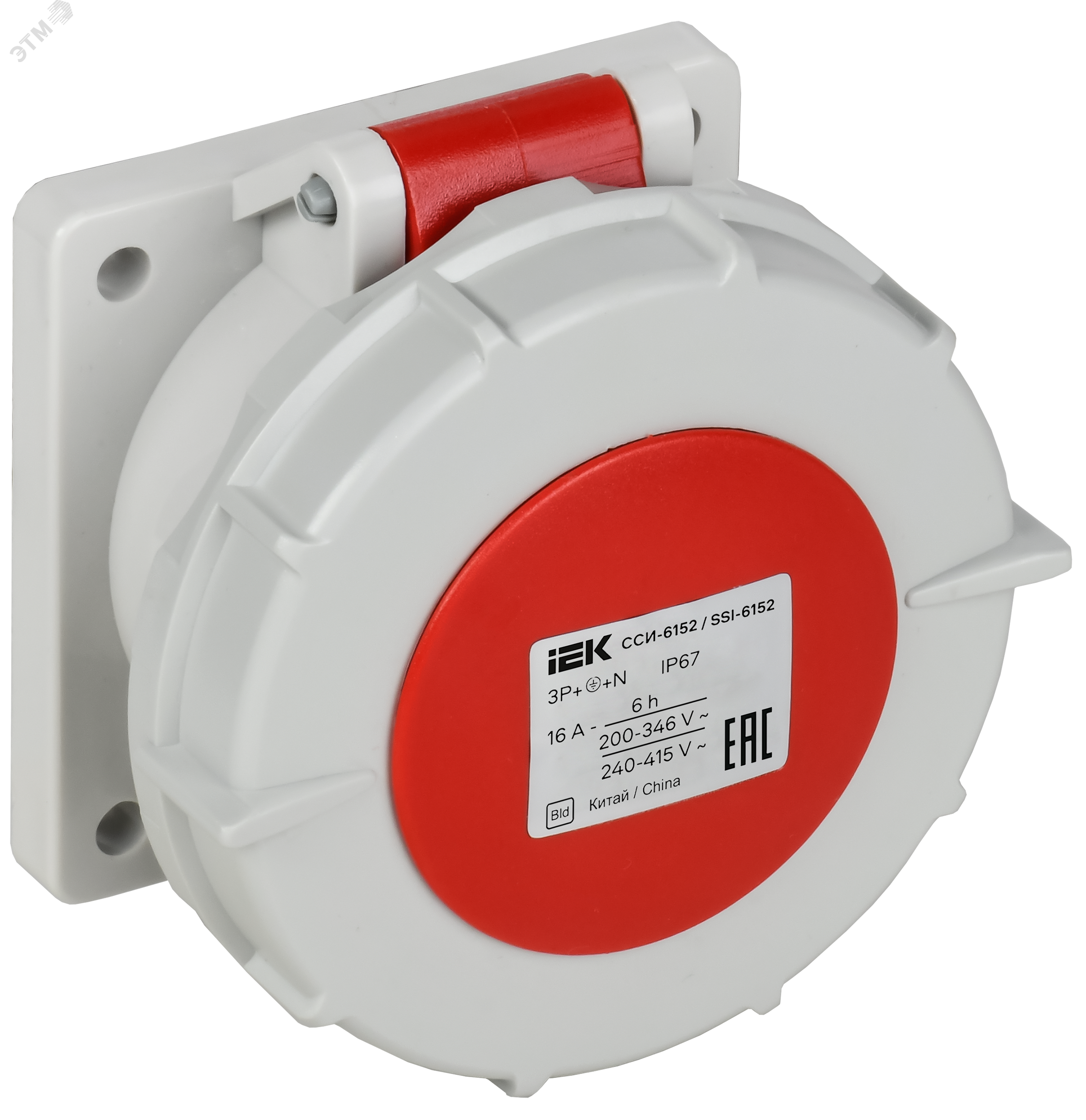 Изображение товара Встраиваемая силовая розетка IEK ССИ-6152 16А IP67 380В 3P+PE+N