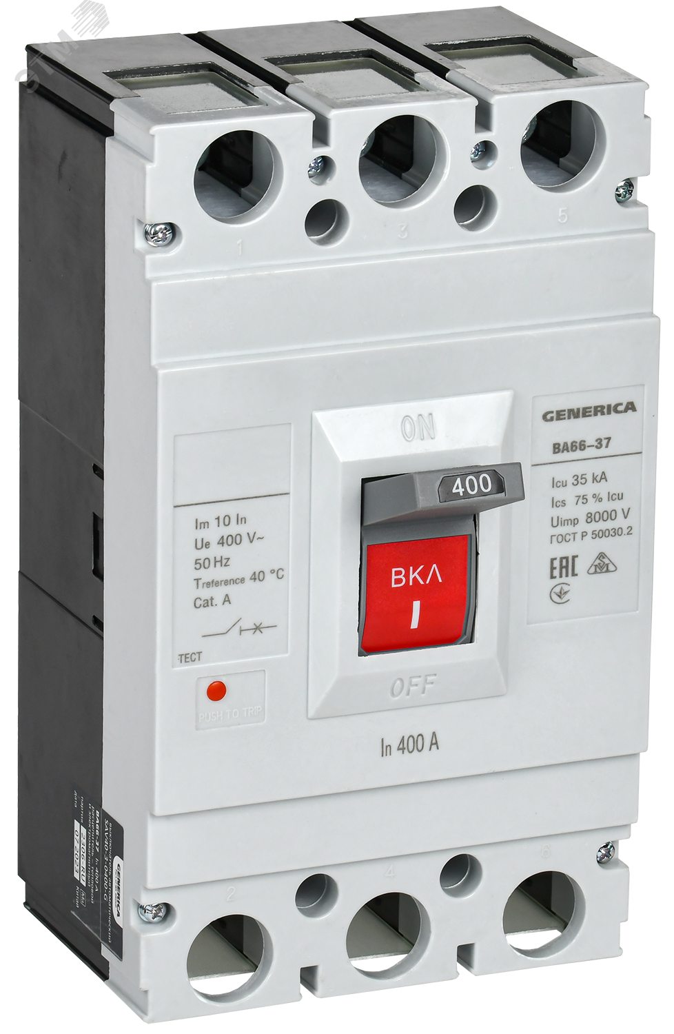 Изображение товара Выключатель автоматический ВА66-37 3Р 400А 35кА GENERICA для промышленной электросети