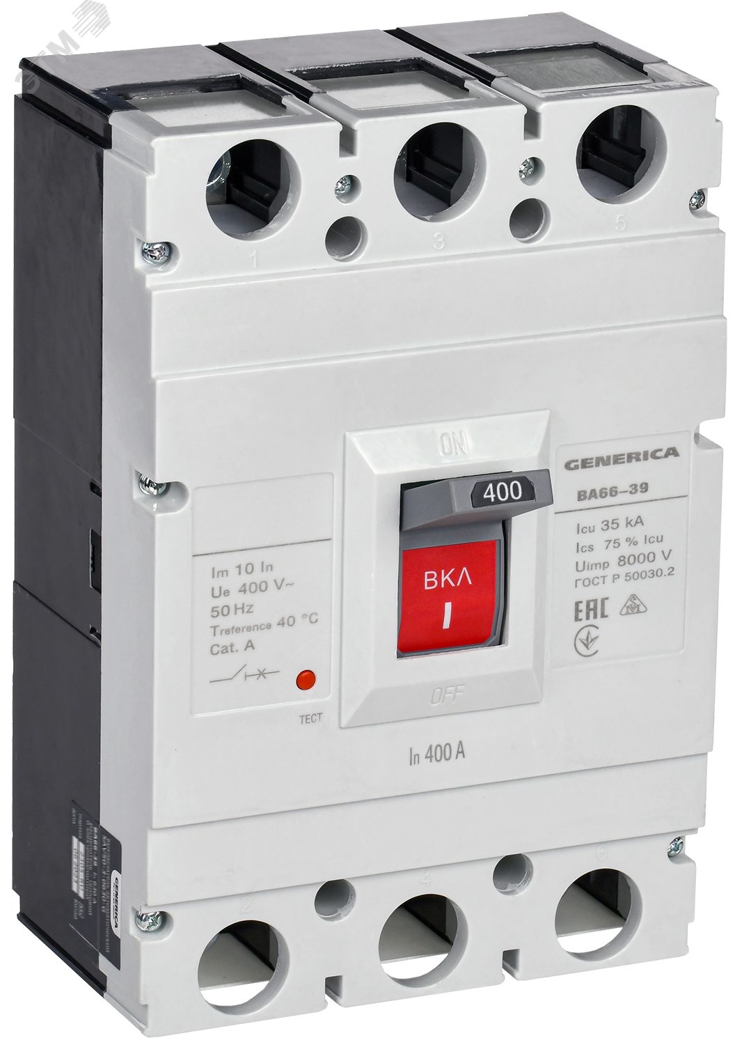 Изображение товара Автоматический выключатель ВА66-39 3Р 400А 35кА GENERICA