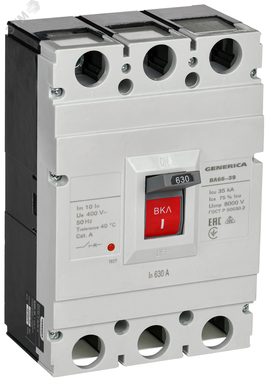Изображение товара Автоматический выключатель ВА66-39 3Р 630А 35кА GENERICA