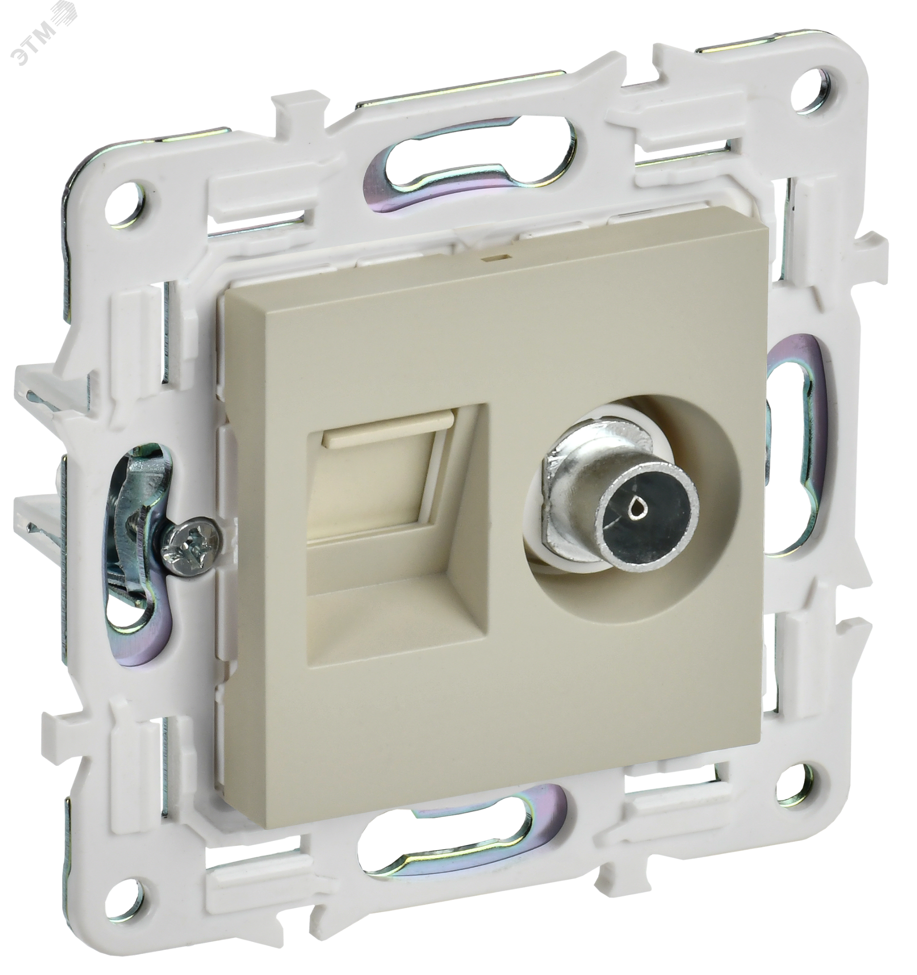 Изображение товара SKANDY комбинированная розетка TV+RJ45 бежевый монтаж заподлицо