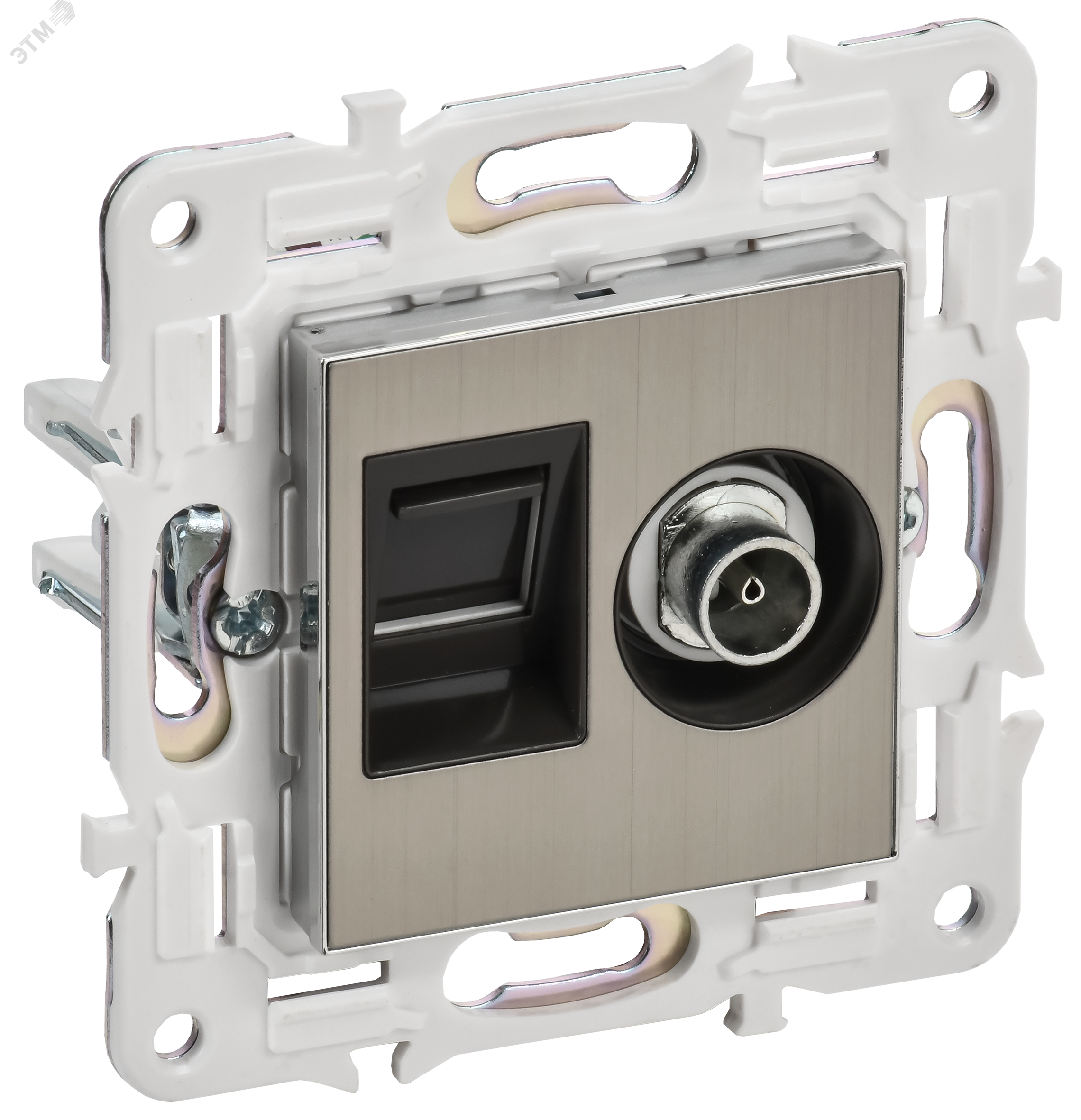 Изображение товара SKANDY Розетка двойная TV+RJ45 кат.5E SK-A14N никель IEK