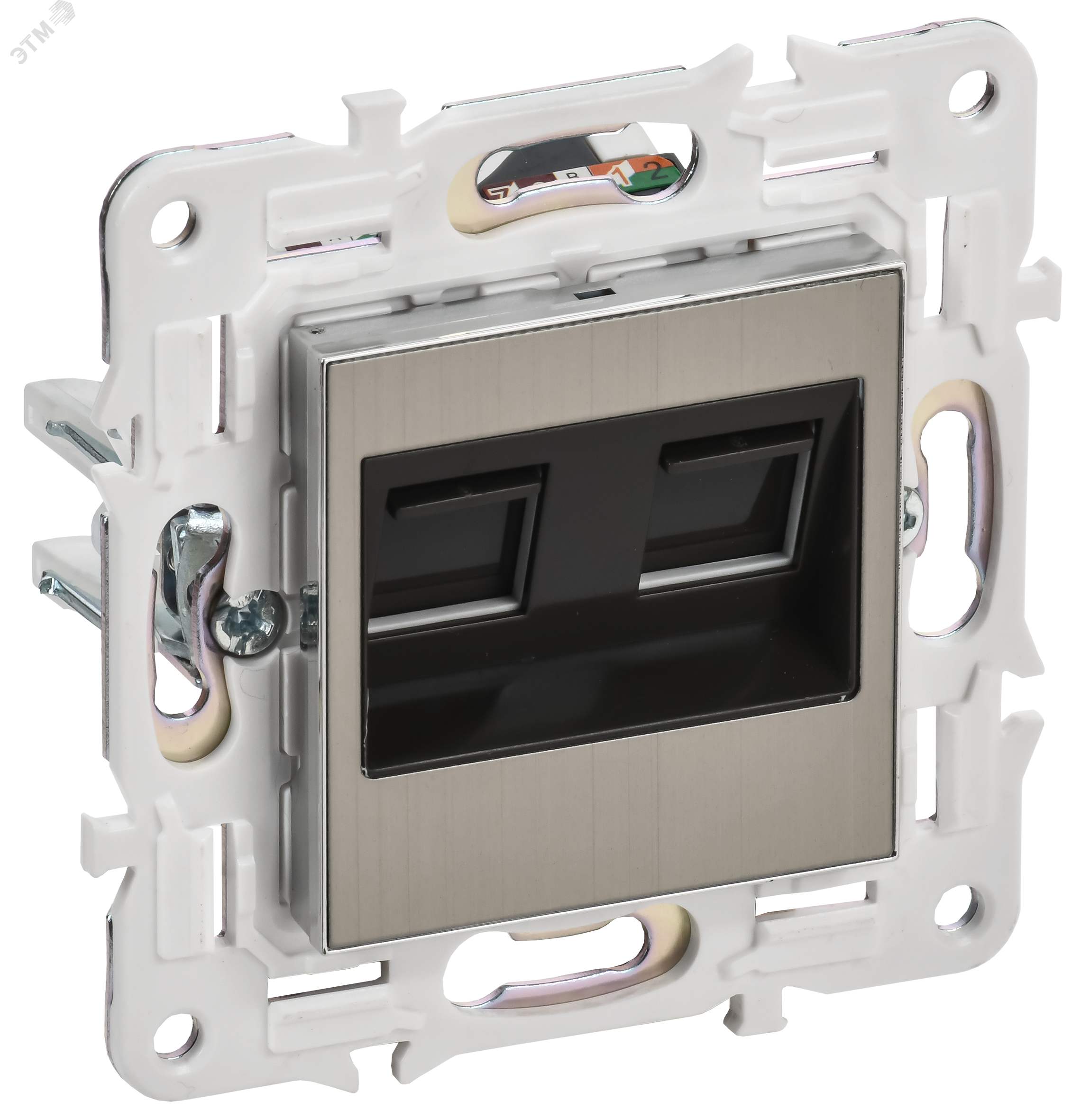 Изображение товара Розетка компьютерная двойная SKANDY RJ45 никель IEK для Ethernet