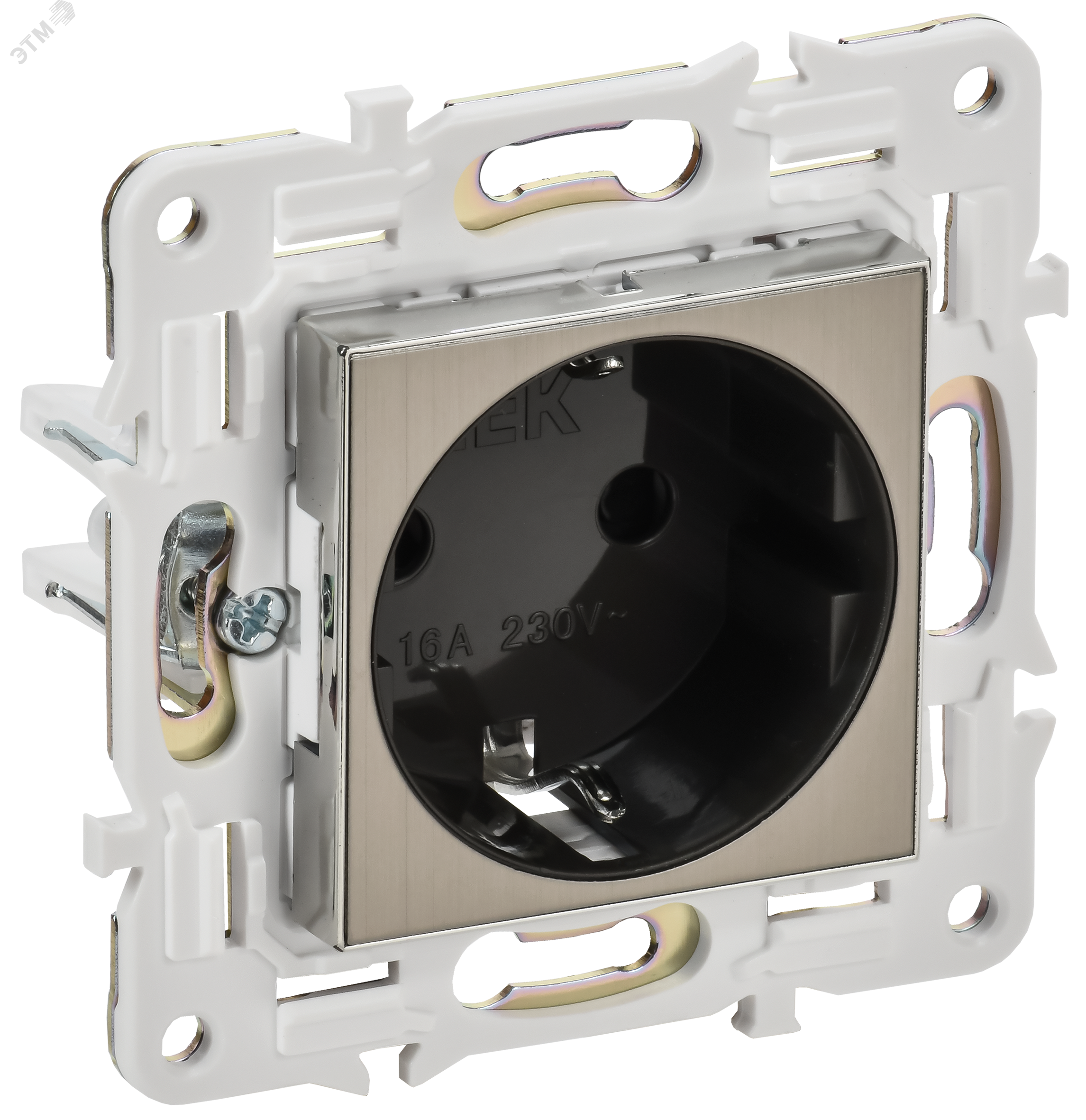 Изображение товара Розетка с заземлением серии SKANDY 16А IP44 никель IEK