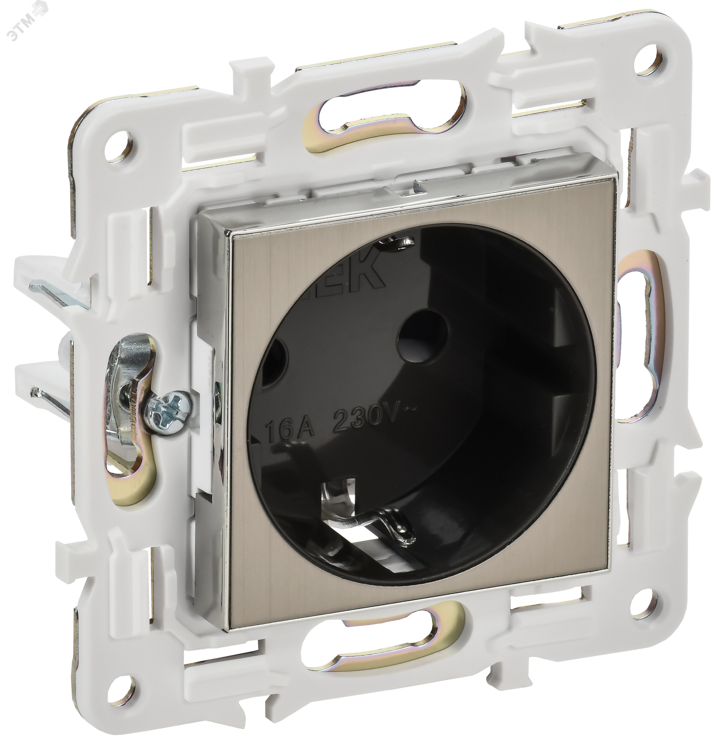 Изображение товара SKANDY Розетка с заземлением и защитными шторками 16А никель IEK