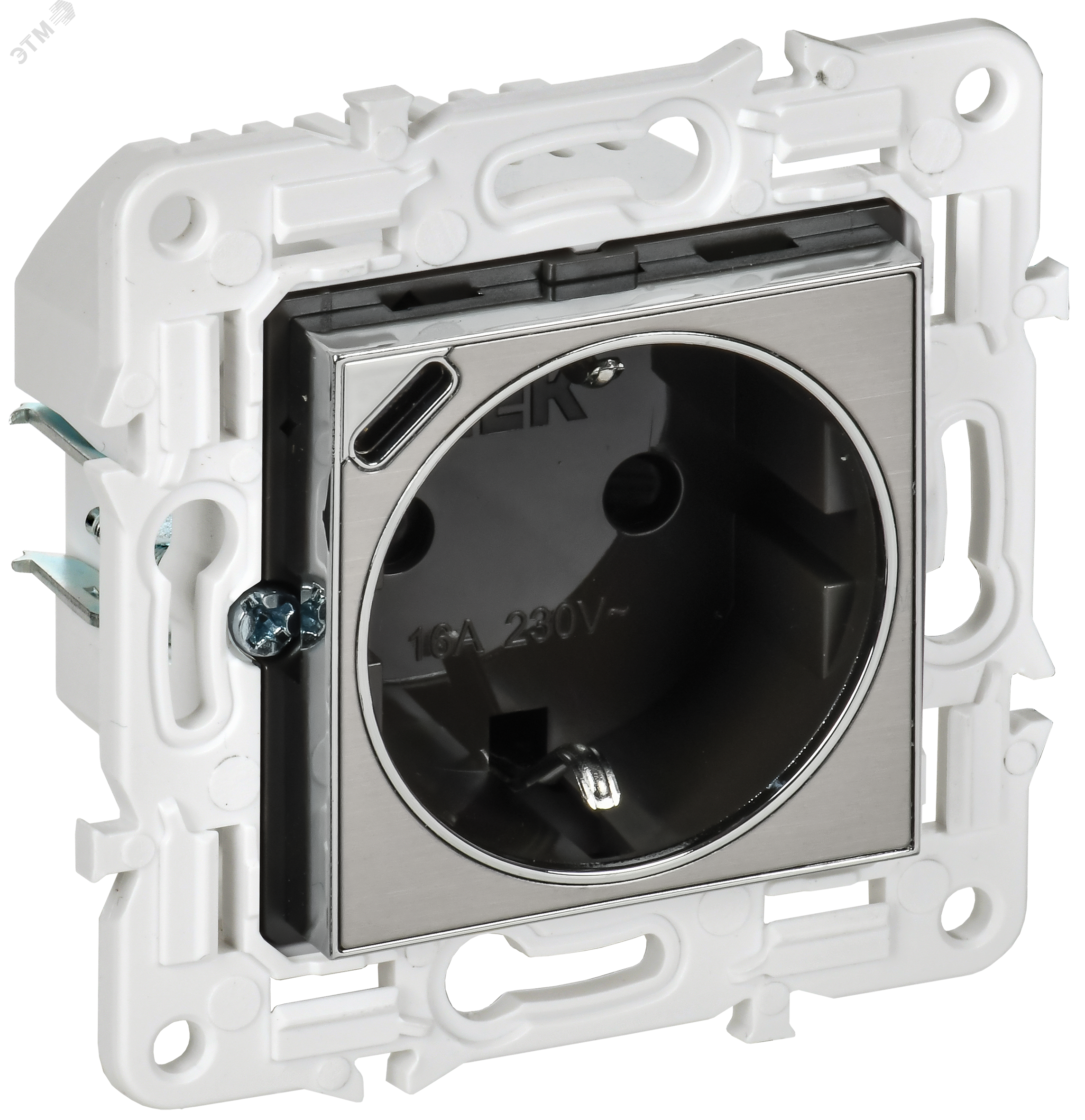 Изображение товара Розетка с заземлением с защитными шторками 16А USB C SKANDY SK-R17N никель IEK